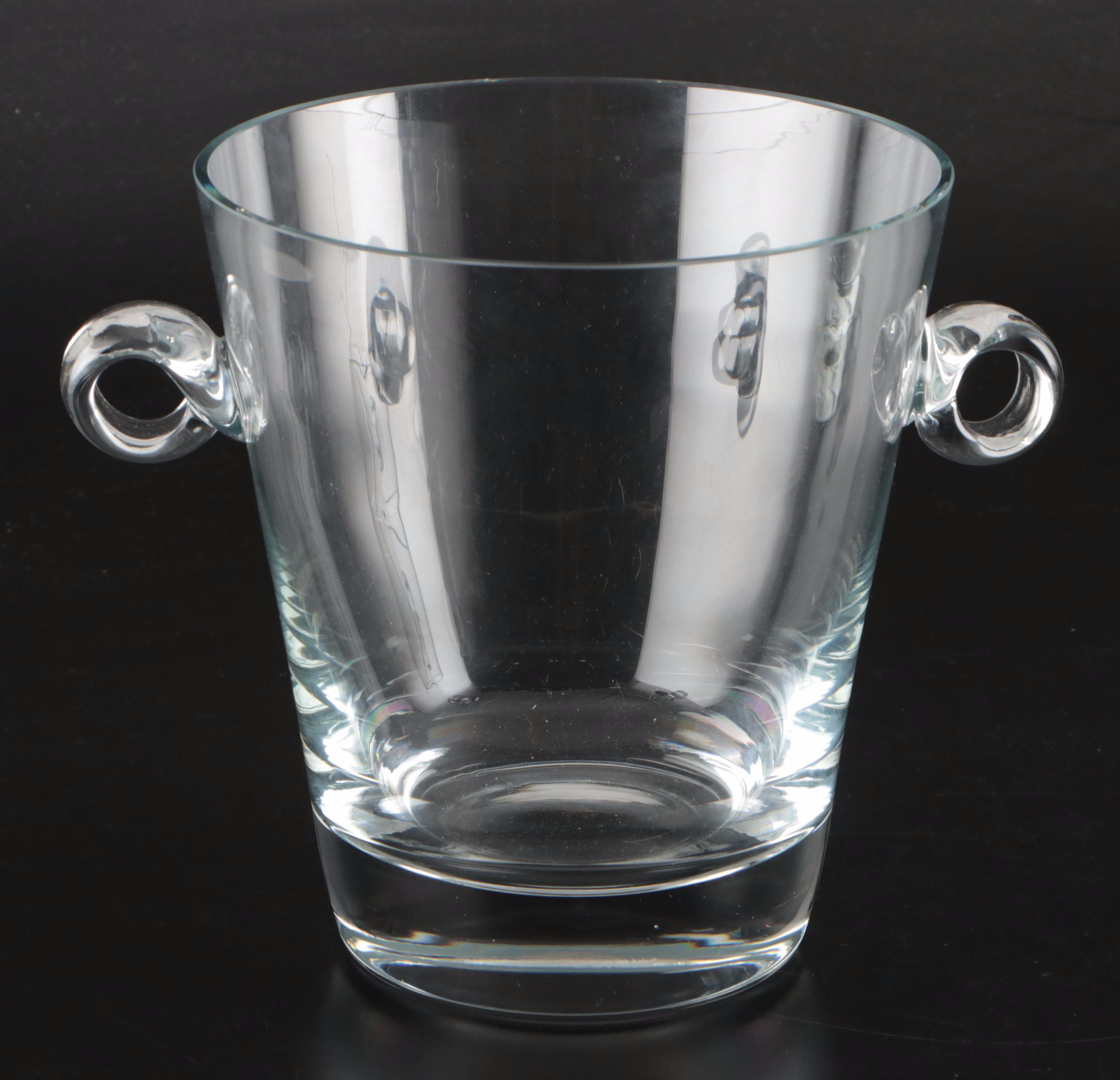 Contemporary Glass Ice Bucket and Cocktail Pitcher with Stirrer