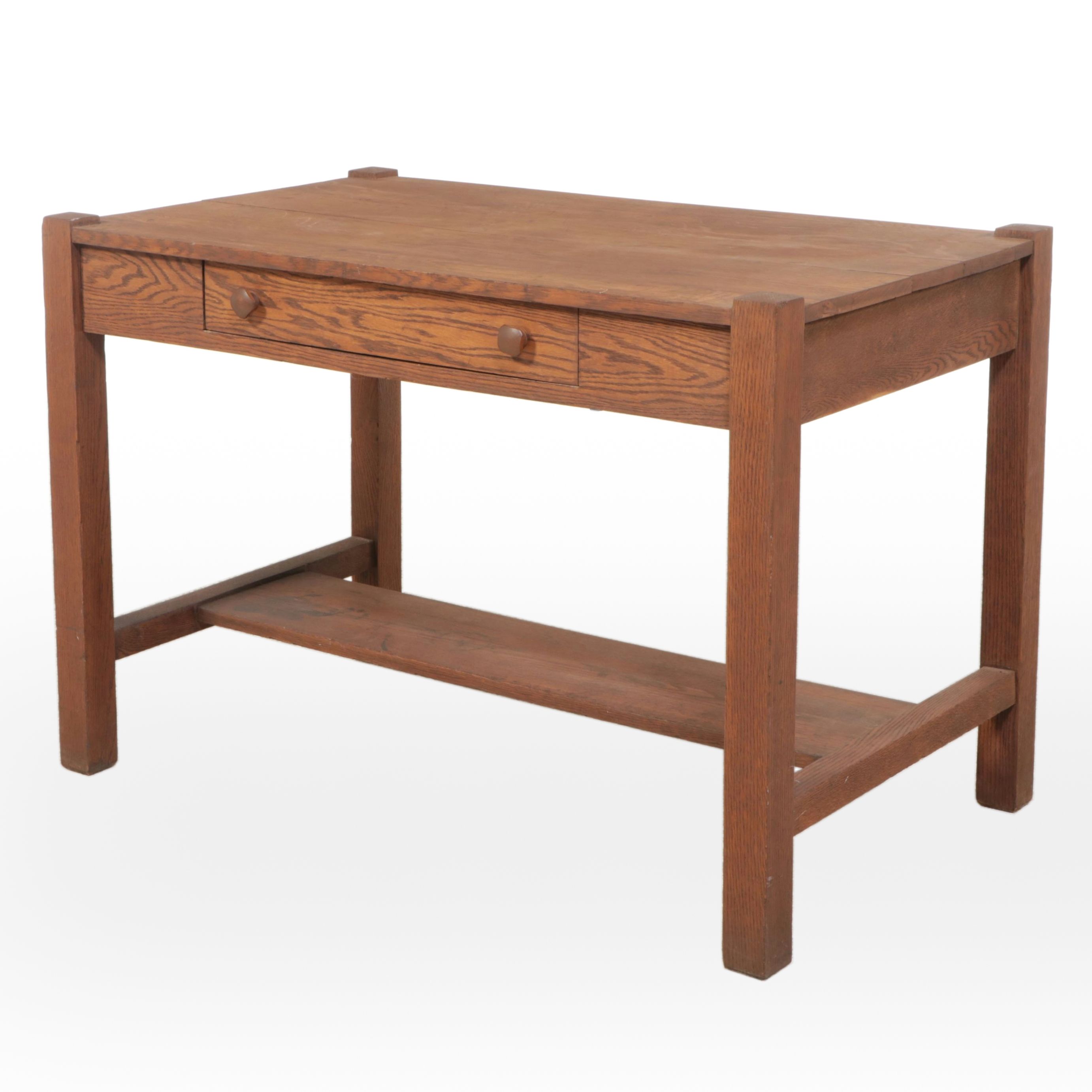 Arts & Crafts Style Oak Single Drawer Table, 20th Century