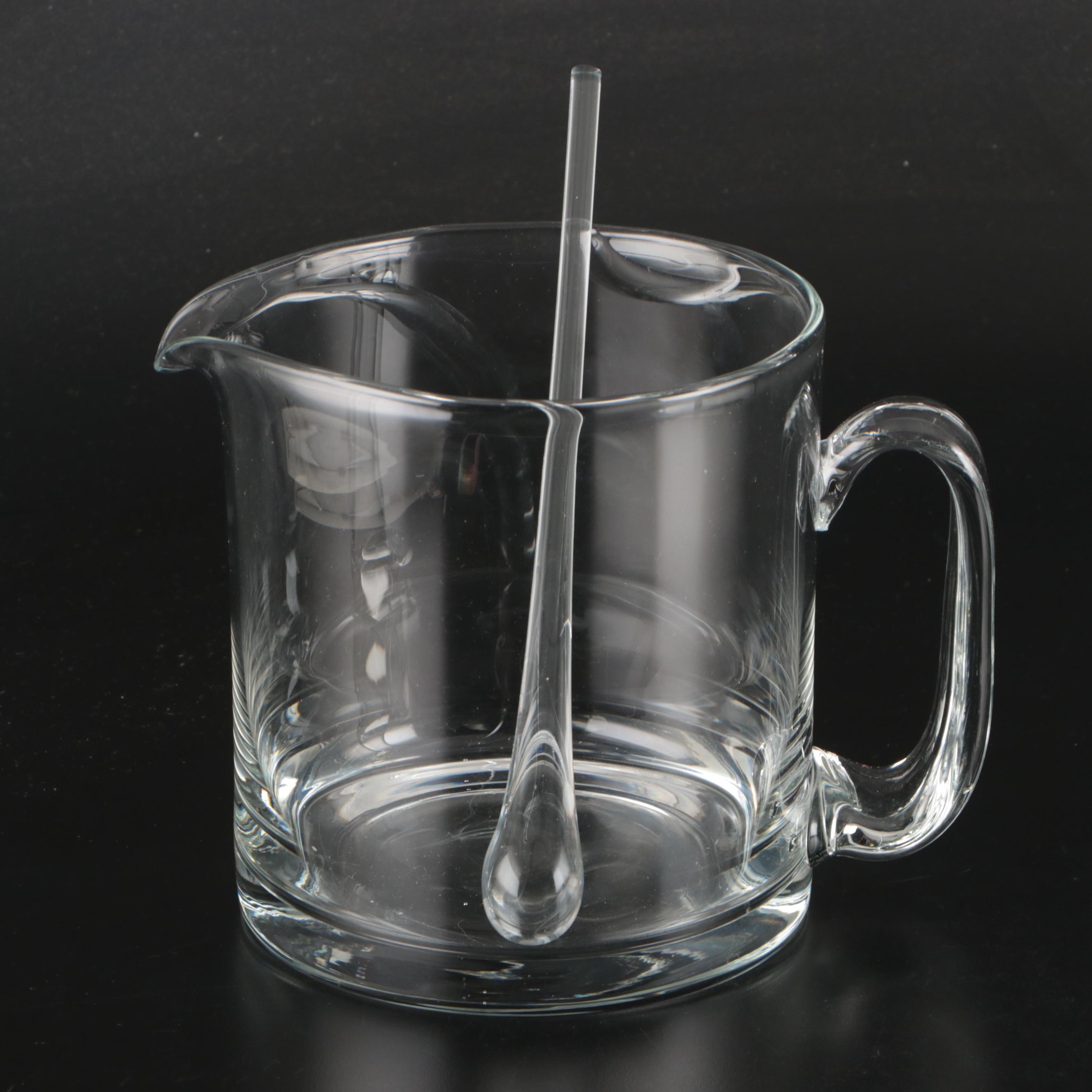 Contemporary Glass Ice Bucket and Cocktail Pitcher with Stirrer