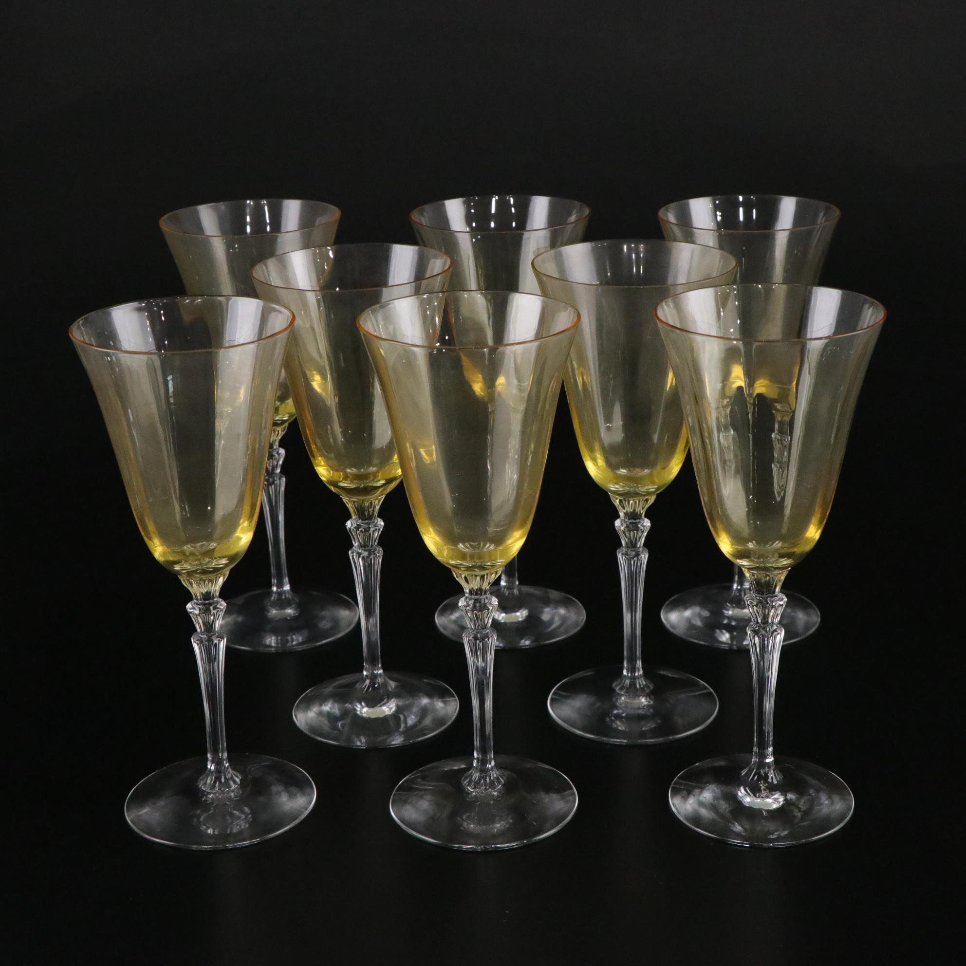 Fostoria "Topaz" Champagne Coupes and Water Goblets, 1926 - 1936