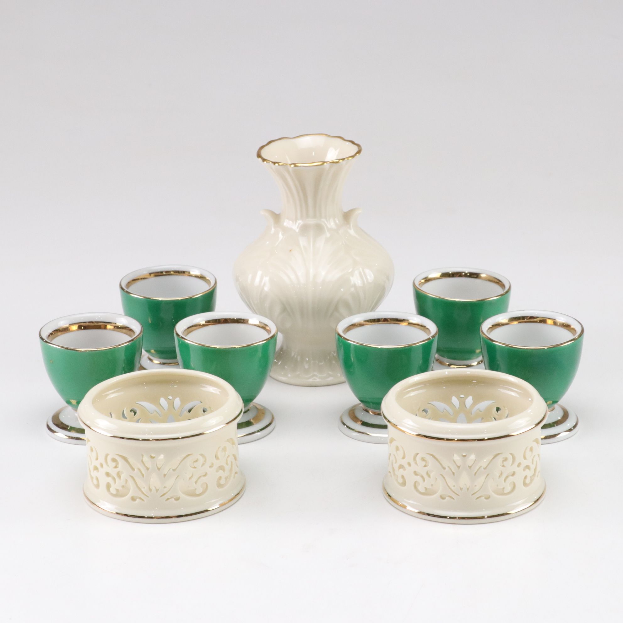 Lenox Bud Vase & Candle Holders with Egg Cups