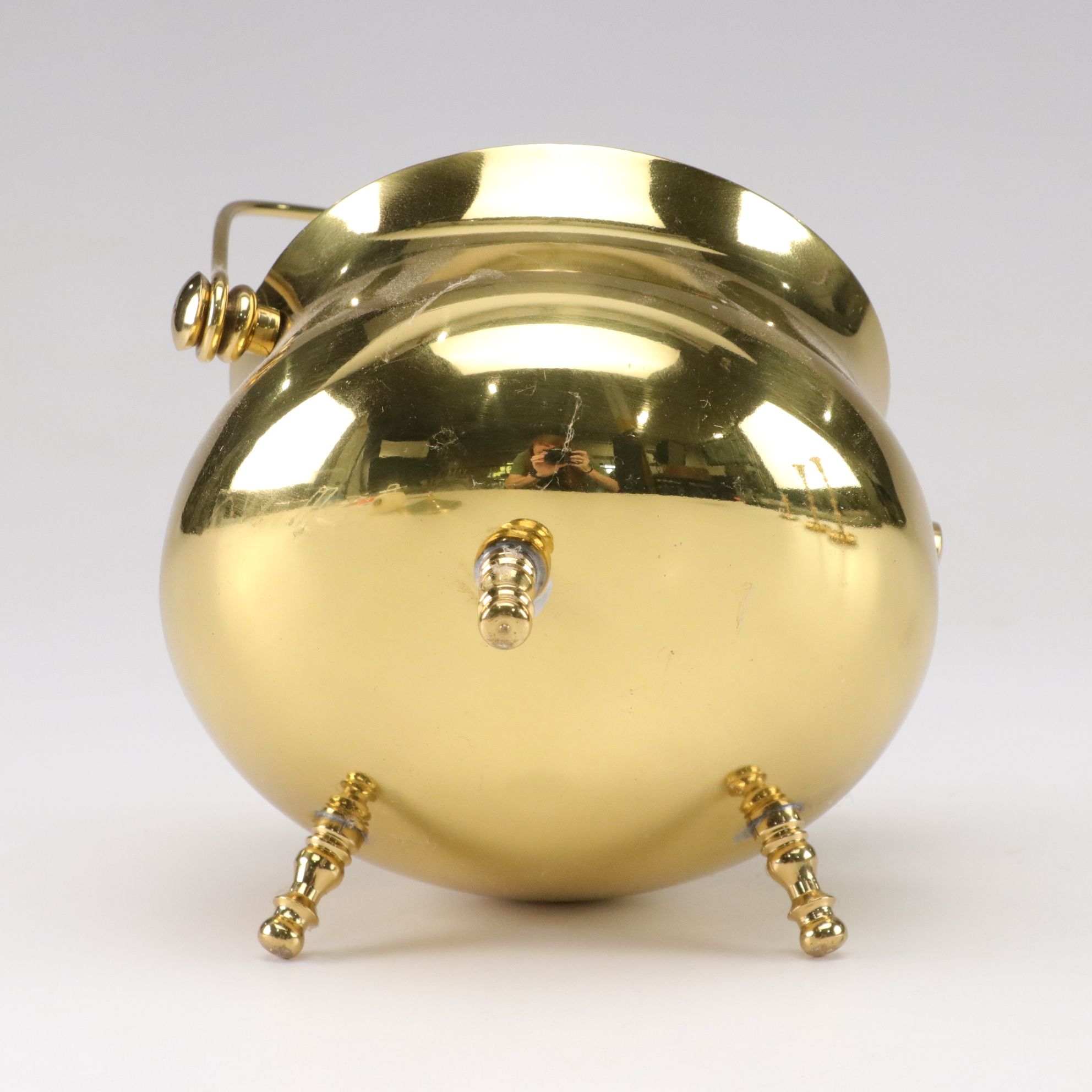 Brass Fire Starter Pot with Pillar Candlesticks