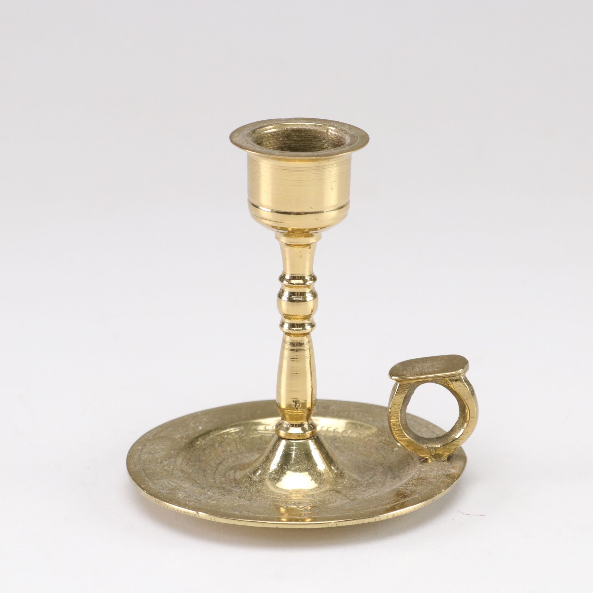 Brass Fire Starter Pot with Pillar Candlesticks