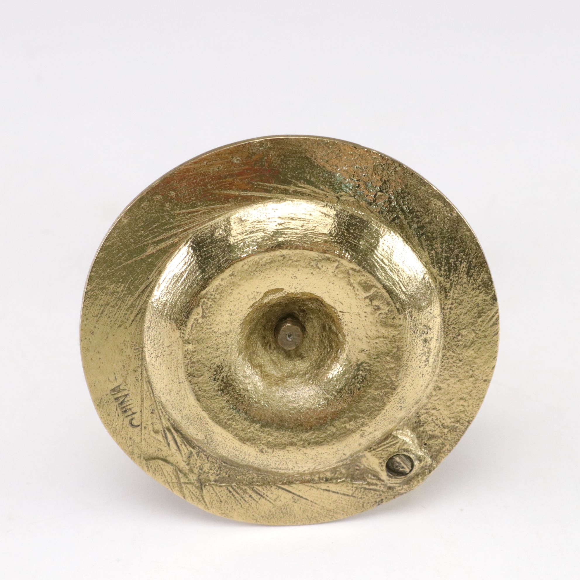 Brass Fire Starter Pot with Pillar Candlesticks