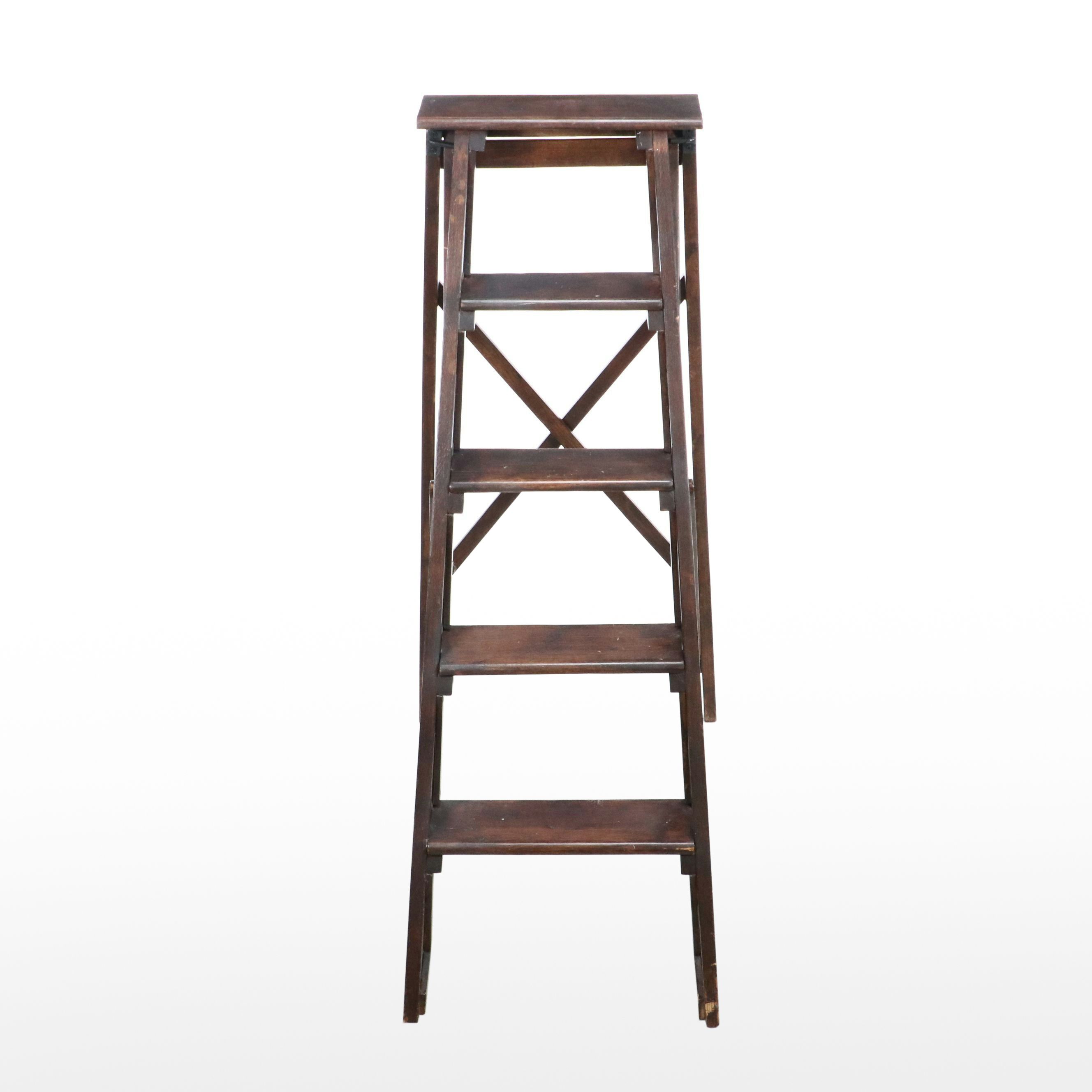 Folding Wood Decorative Step Ladder, Late 20th Century
