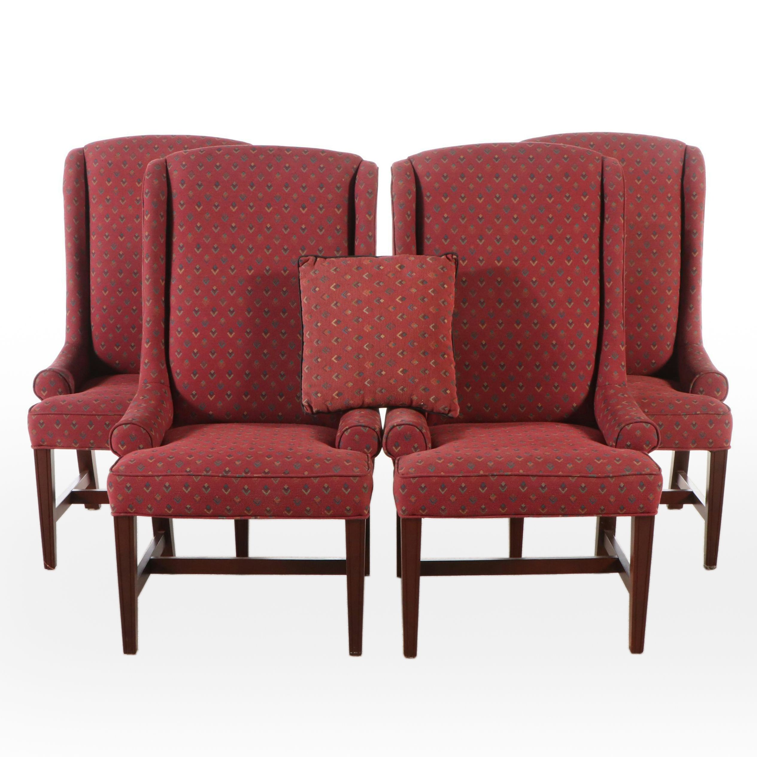 Set of Four Johnston Benchworks Federal Style Narrow Wingback Chairs