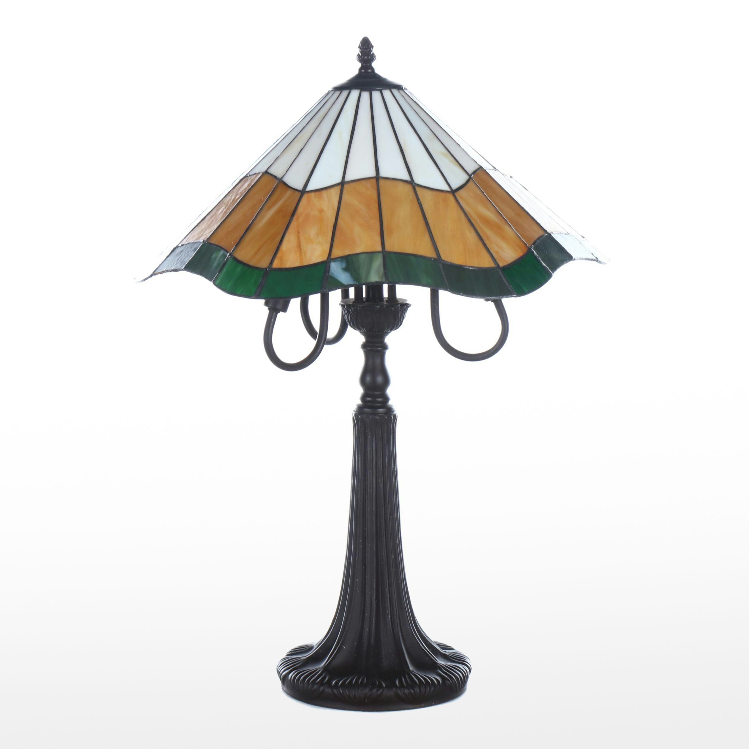 Slag Glass Fluted Table Lamp