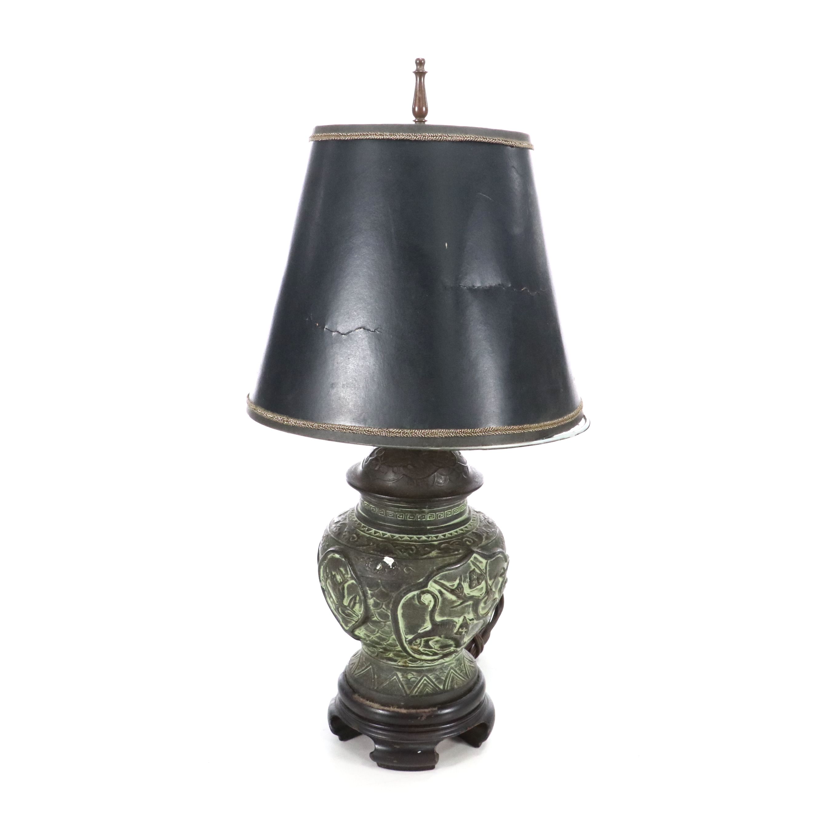 Knob Creek of Morgantown Bronzed Patina Urn Table Lamp with Paper Shade