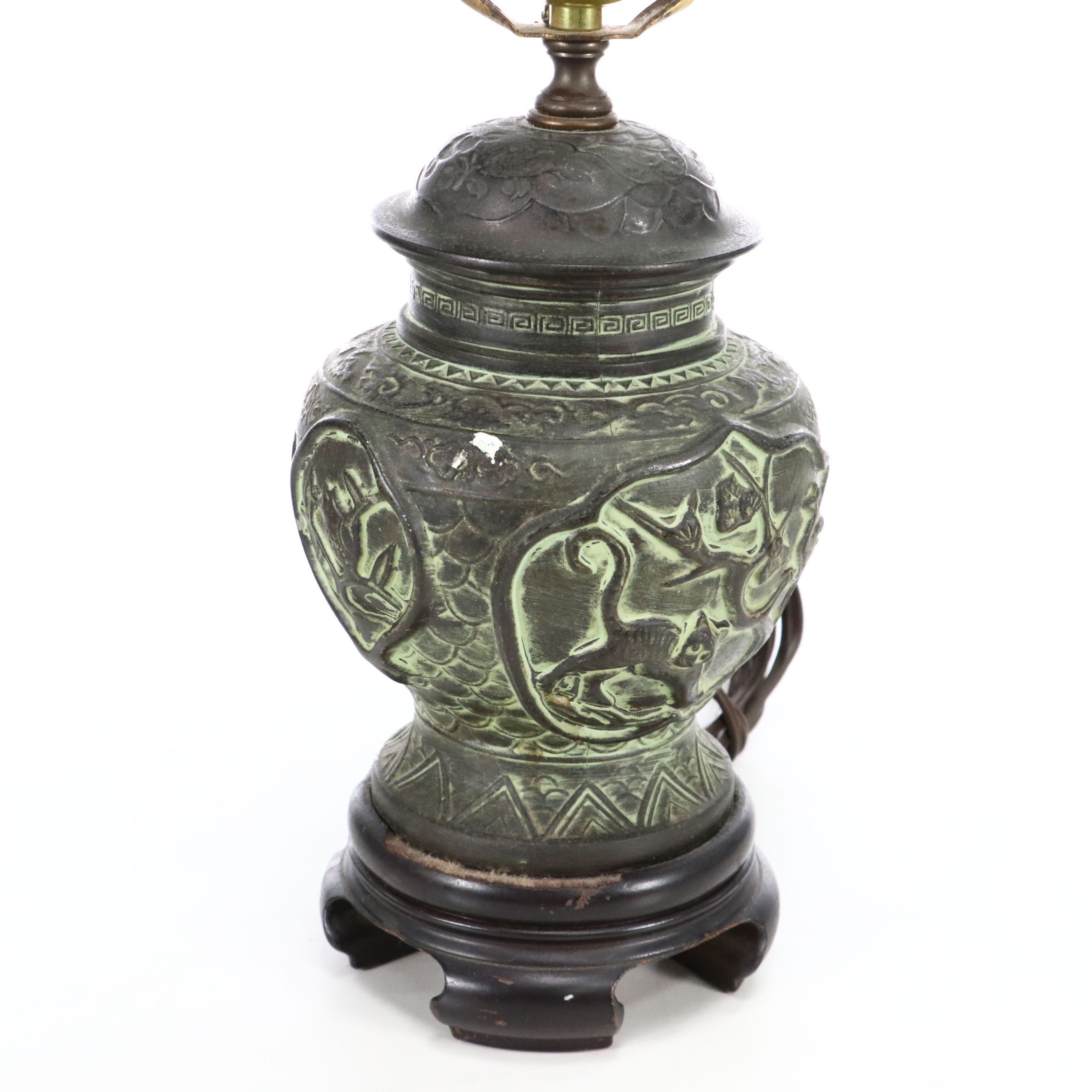 Knob Creek of Morgantown Bronzed Patina Urn Table Lamp with Paper Shade