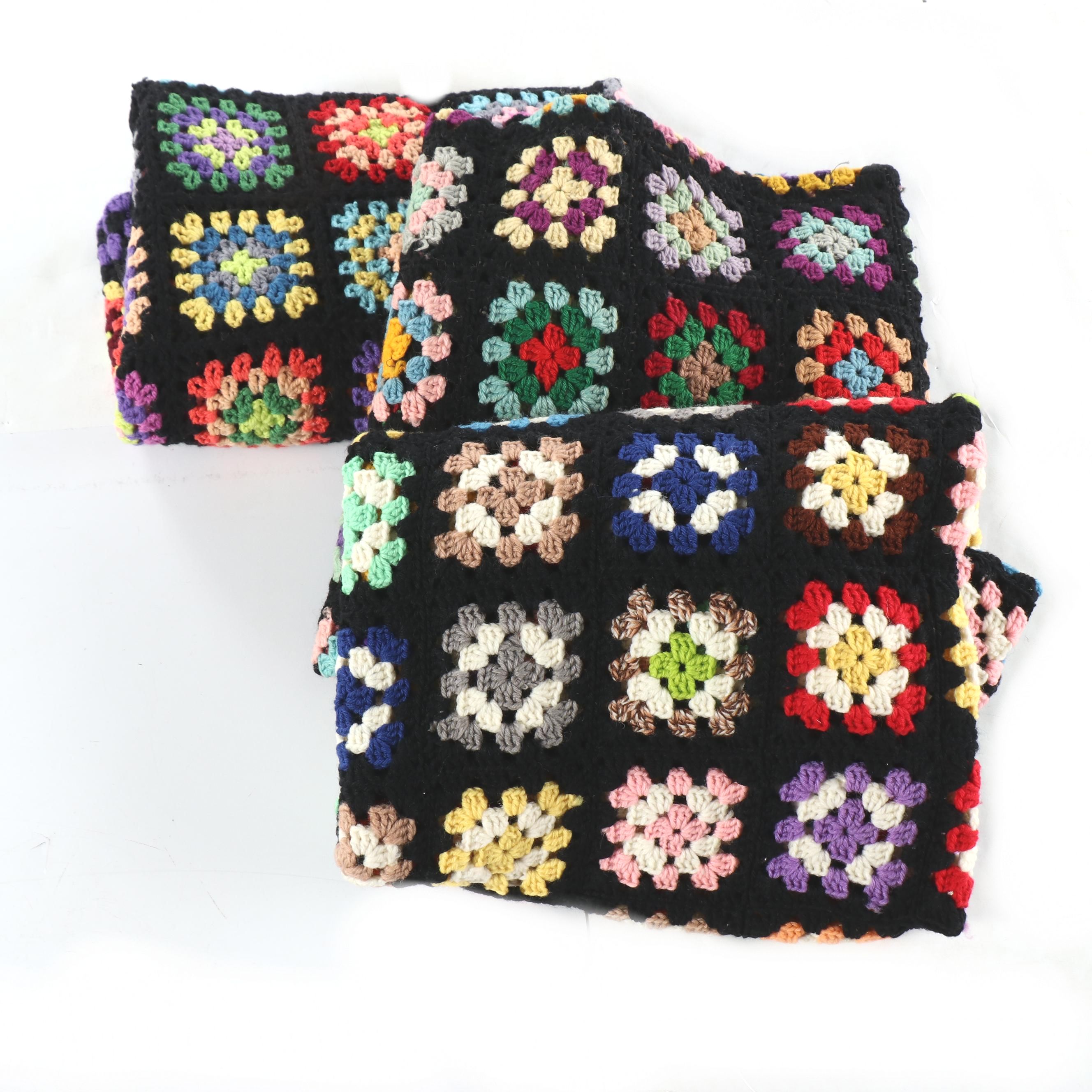 Handmade Crochet Granny Square Afghan Throw