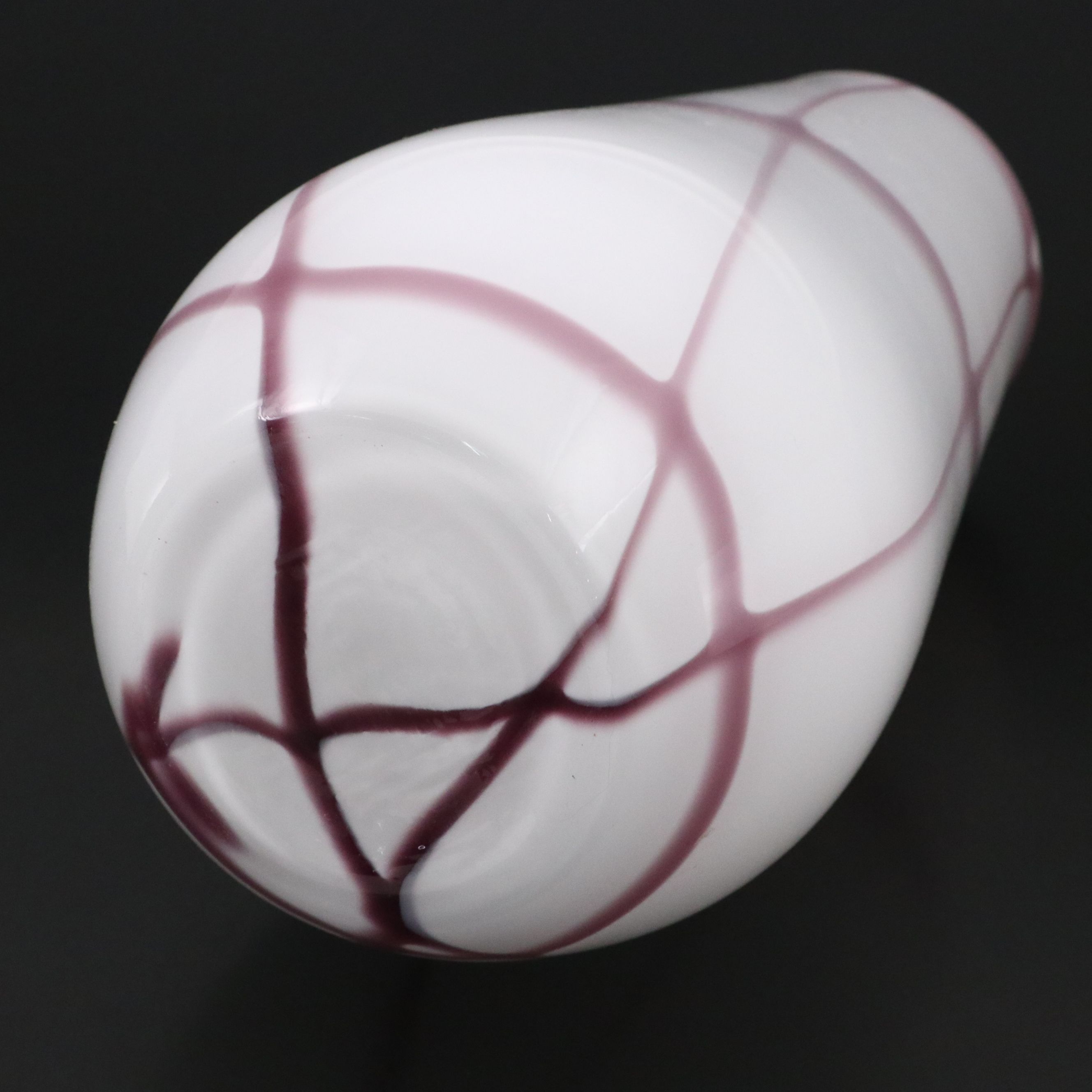 Murano Style White and Cranberry Glass Vase