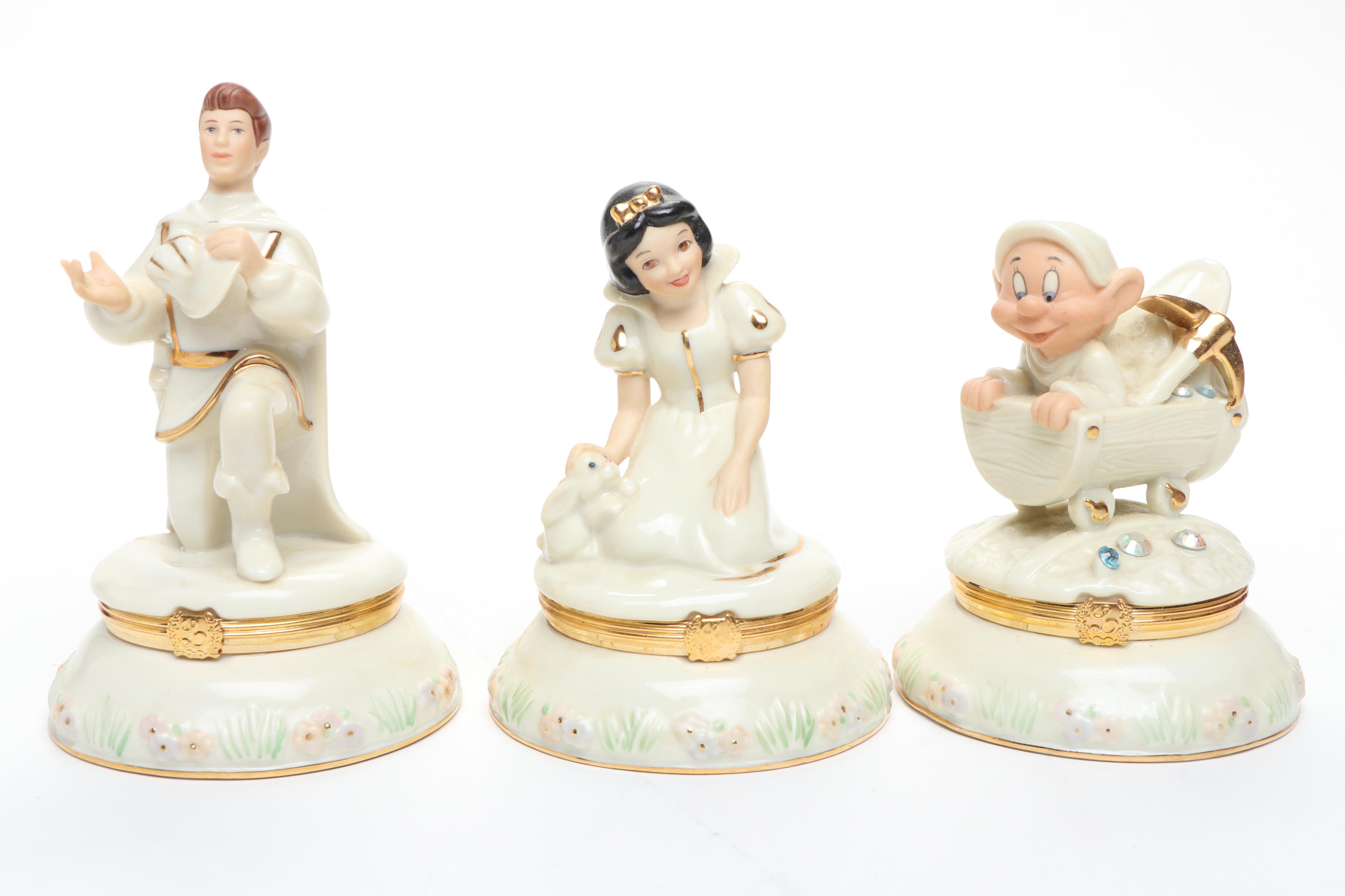 Lenox Disney Showcase "Snow White" and "The Prince Charming" Boxes with Dwarfs
