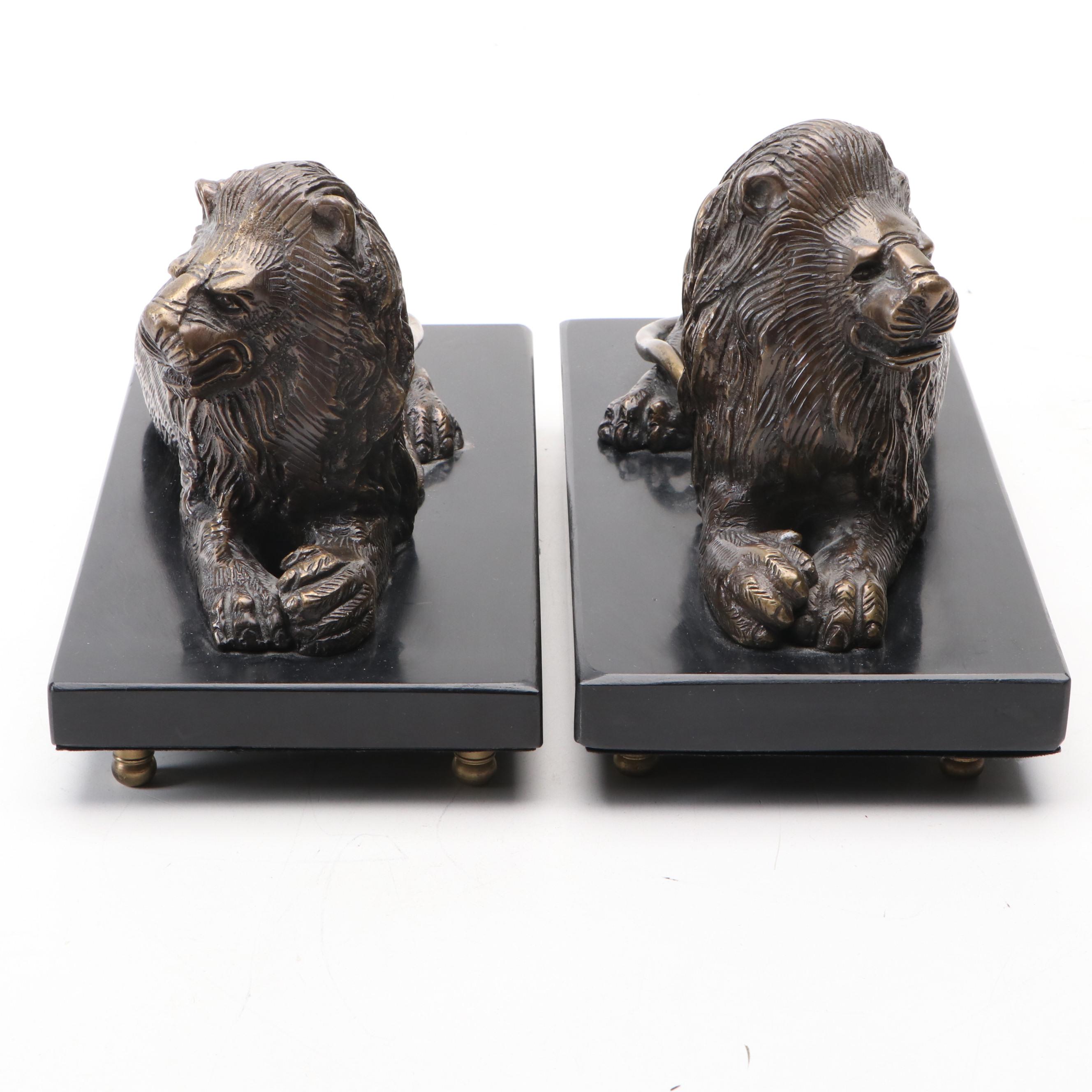 The Bombay Company Brass Recumbent Lion Bookends