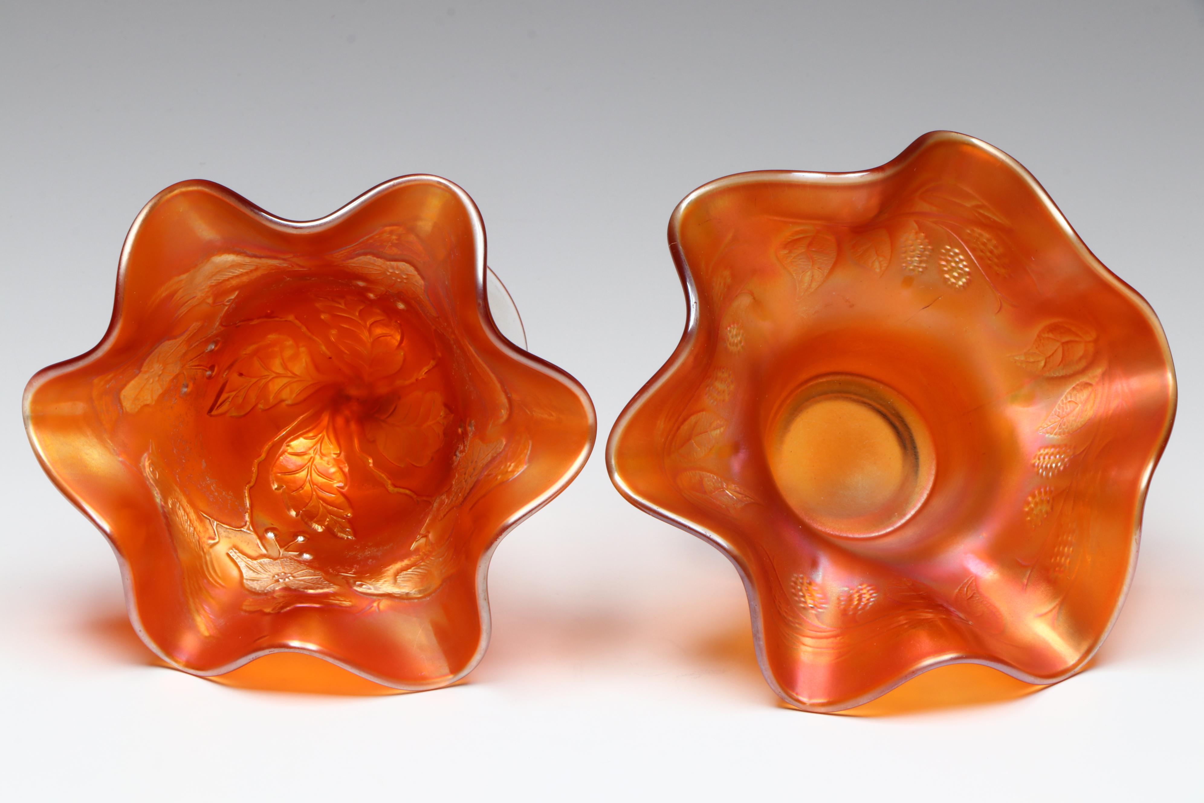 Fenton "Lotus and Poinsettia" with Other Marigold Carnival Glass Bowls