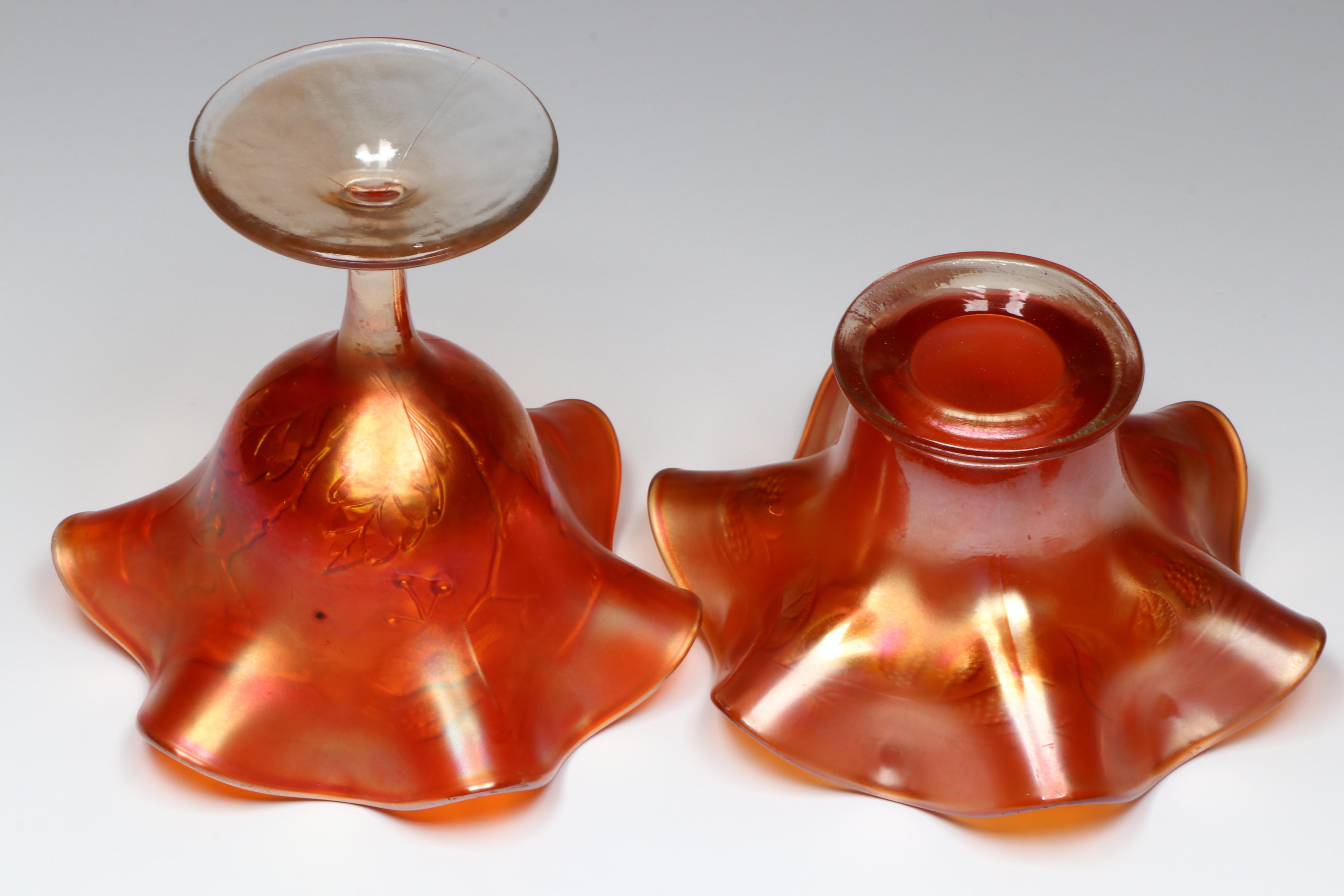 Fenton "Lotus and Poinsettia" with Other Marigold Carnival Glass Bowls
