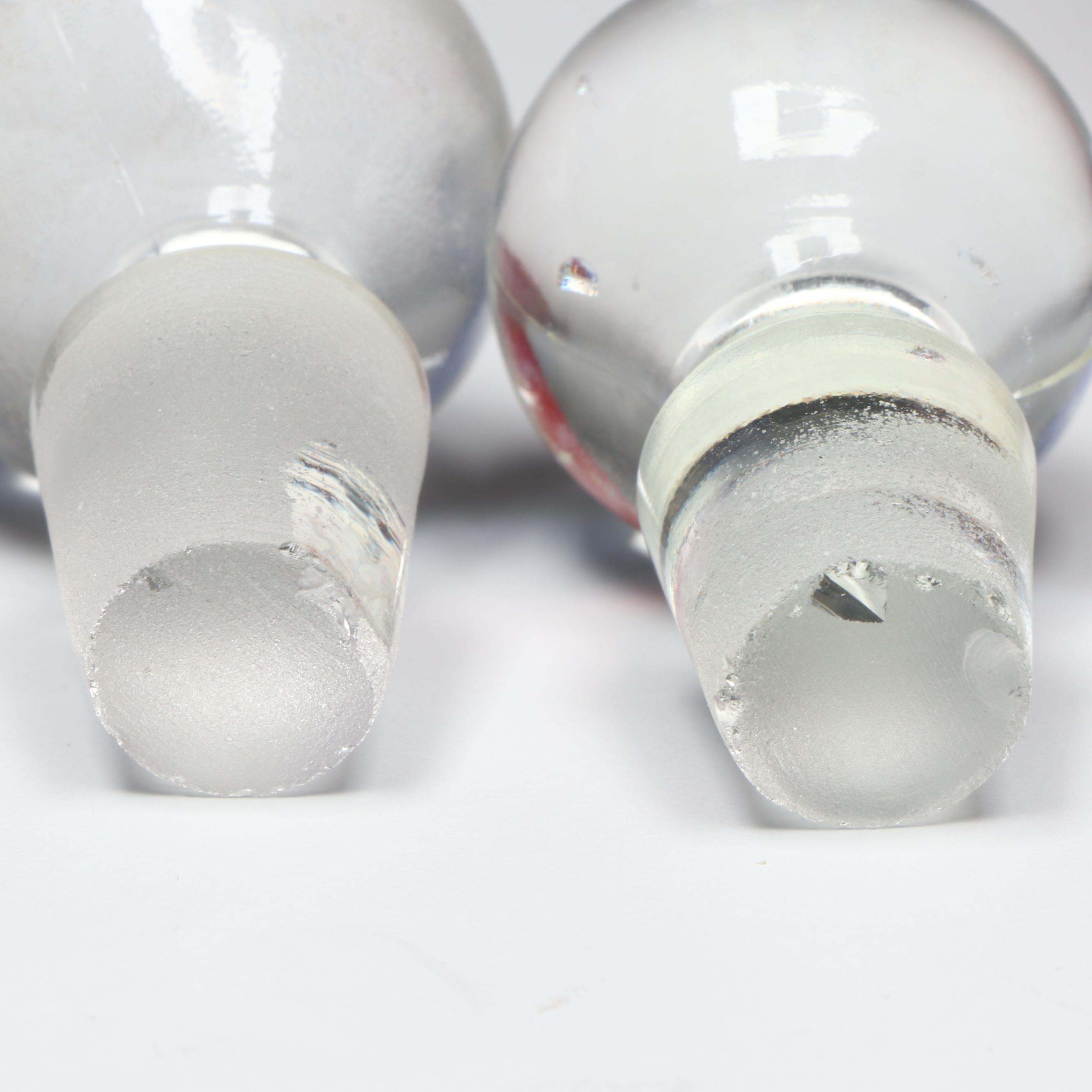 Victorian English Nailsea Glass Cruets with Stoppers, Late 19th Century