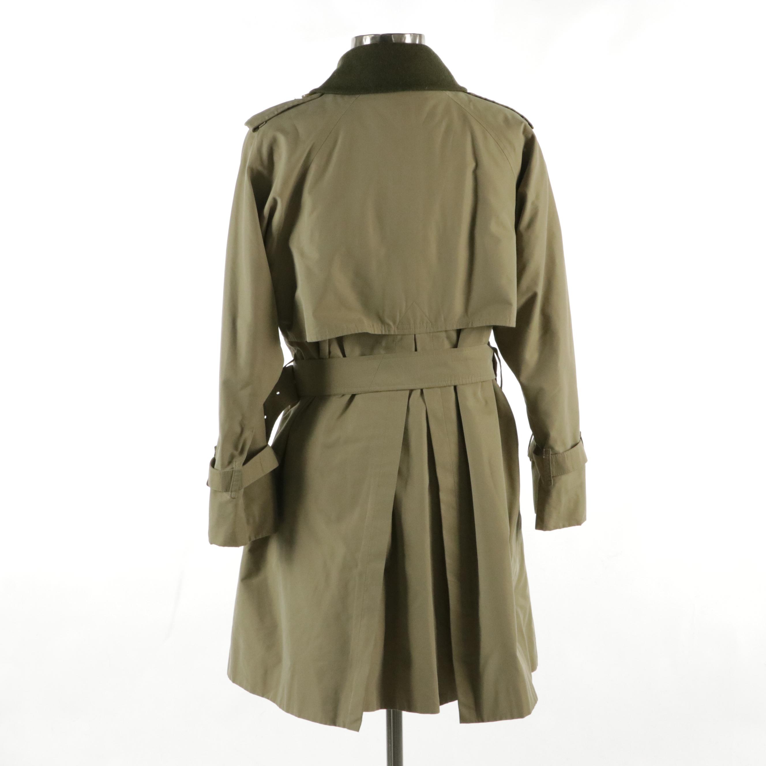 Burberrys Double-Breasted Short Trench Coat with Wool Collar and Liner