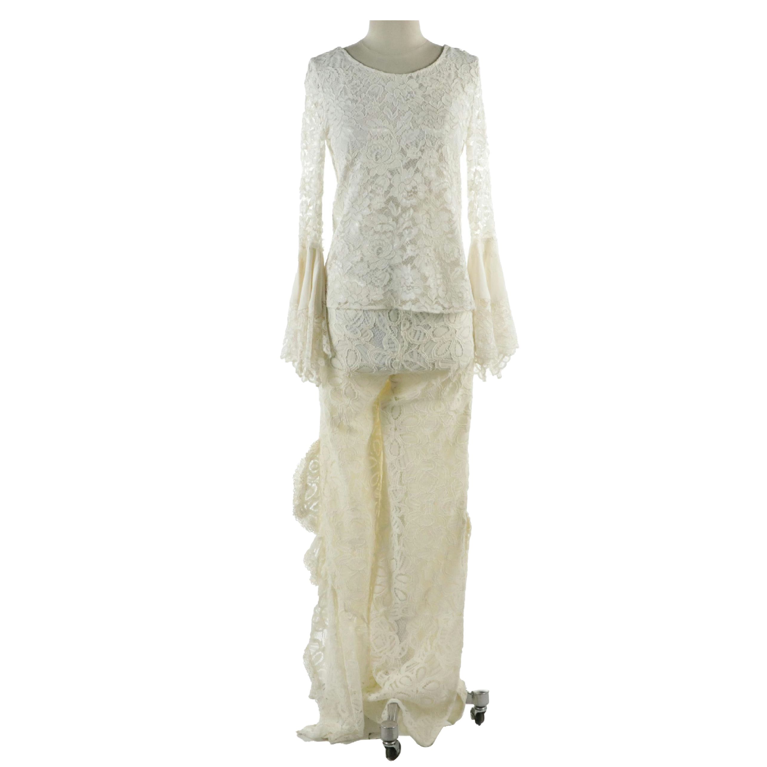 Alexis Alexo Lace Top and Romeo Lace Pant with Honey Birdette Liva Thong