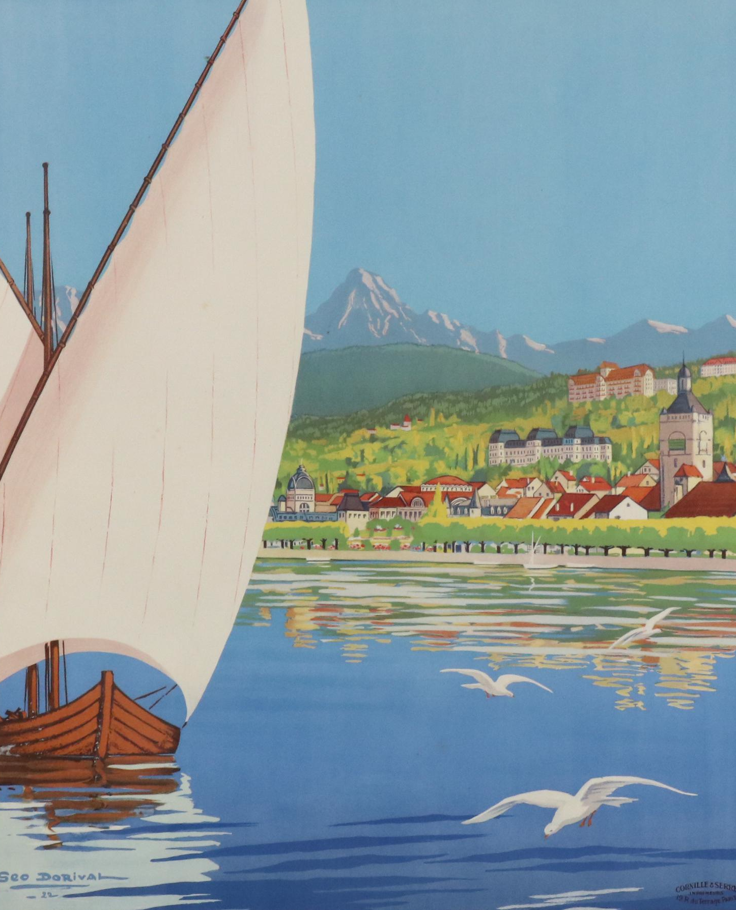 Designed by Géo Dorival Travel Poster "Évian-les-Bains & Le Lac Léman," 1922
