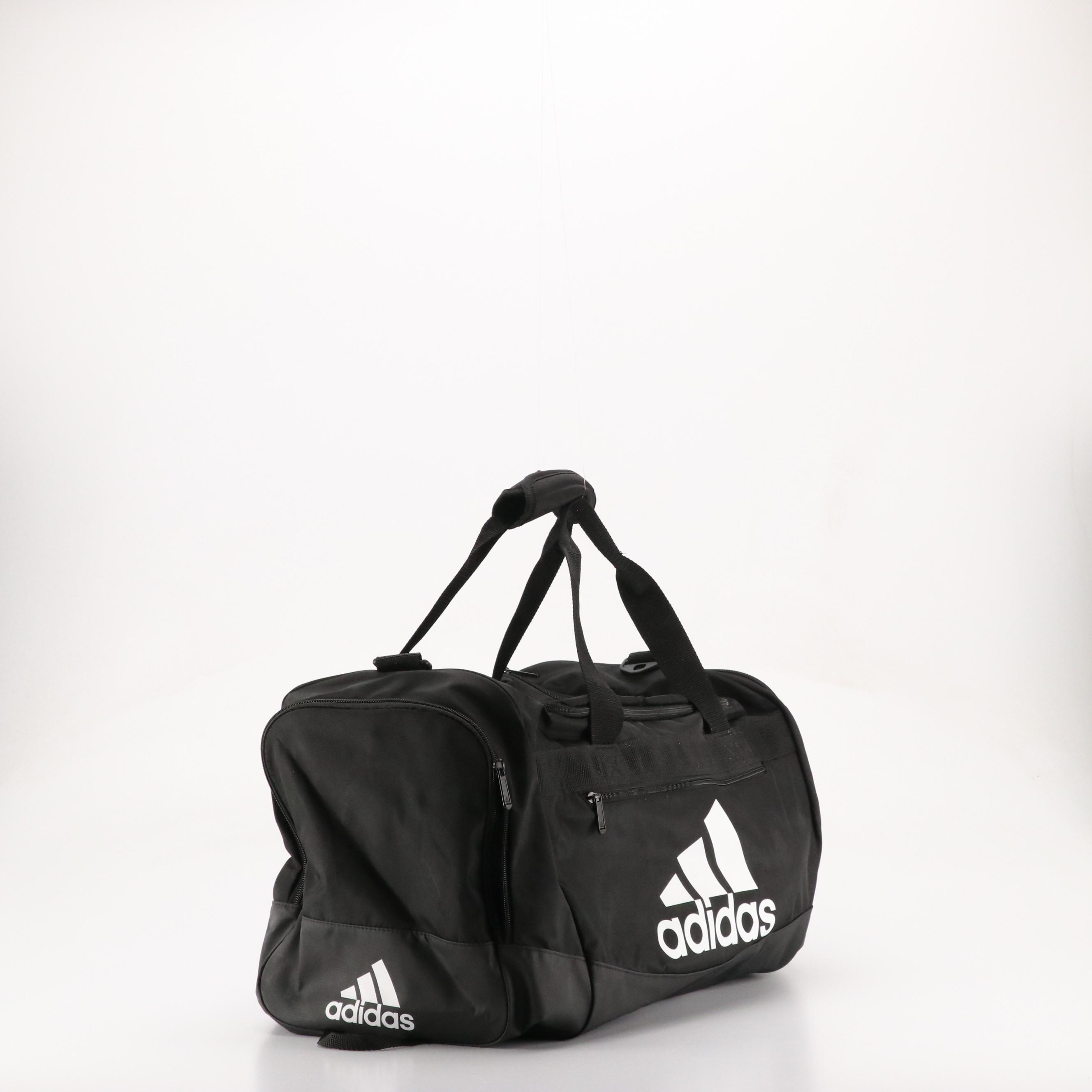 Adidas Small Gym Bag and Travel Duffel Bag in Black Nylon