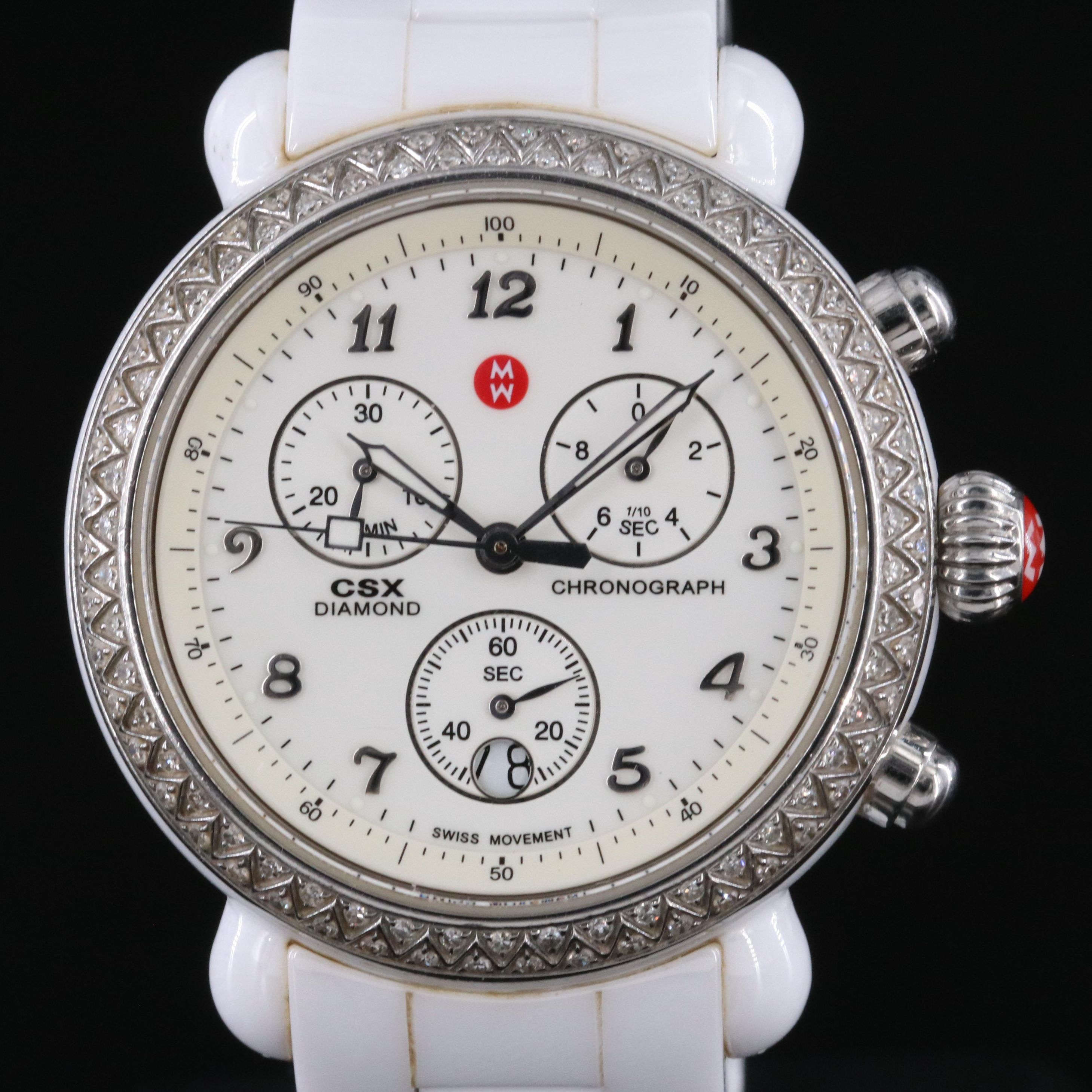 Michele CSX Diamond & Ceramic Chronograph Watch