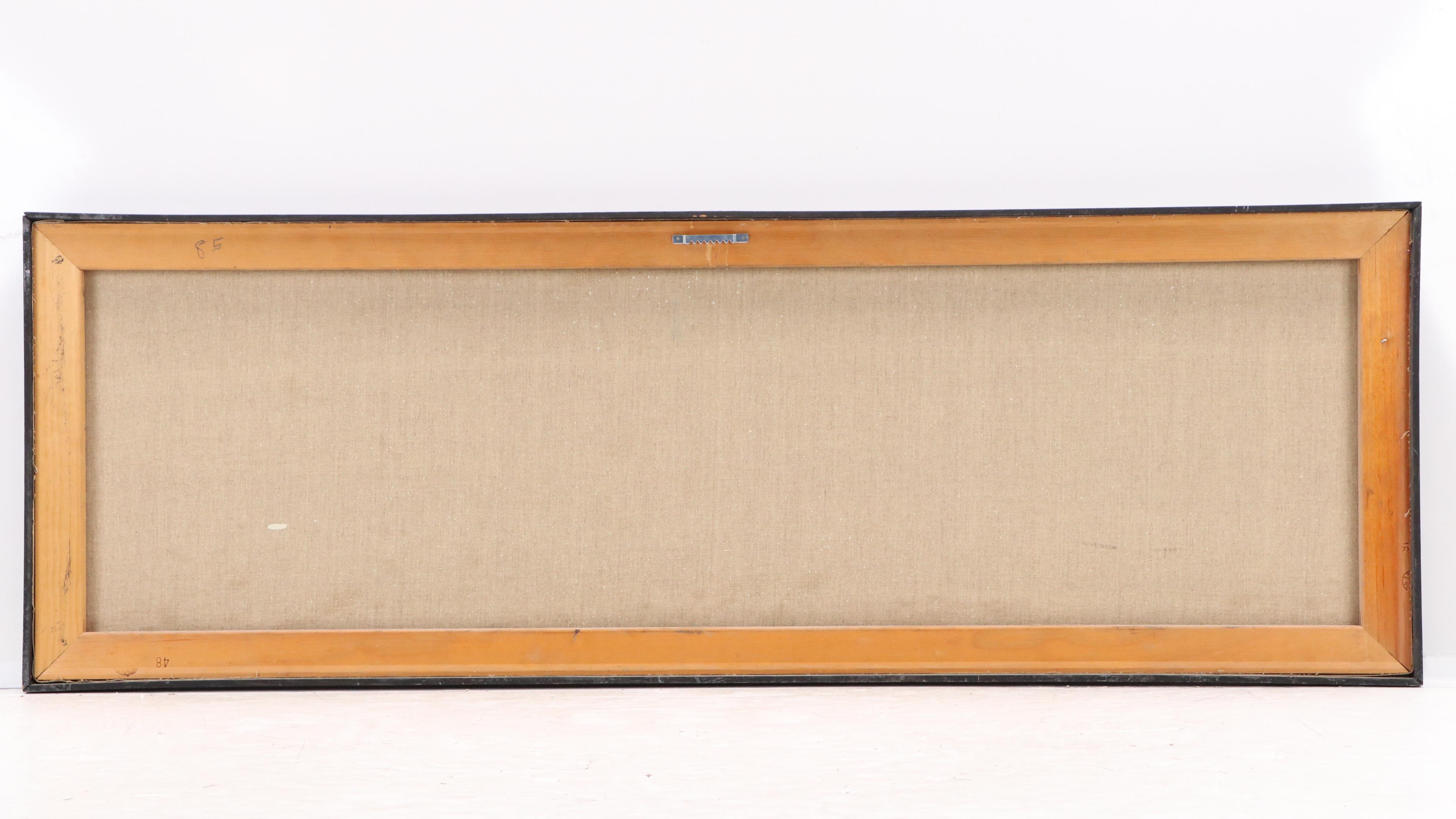 F. Barry Impasto Oil Painting of Steam Locomotive, Mid-20th Century