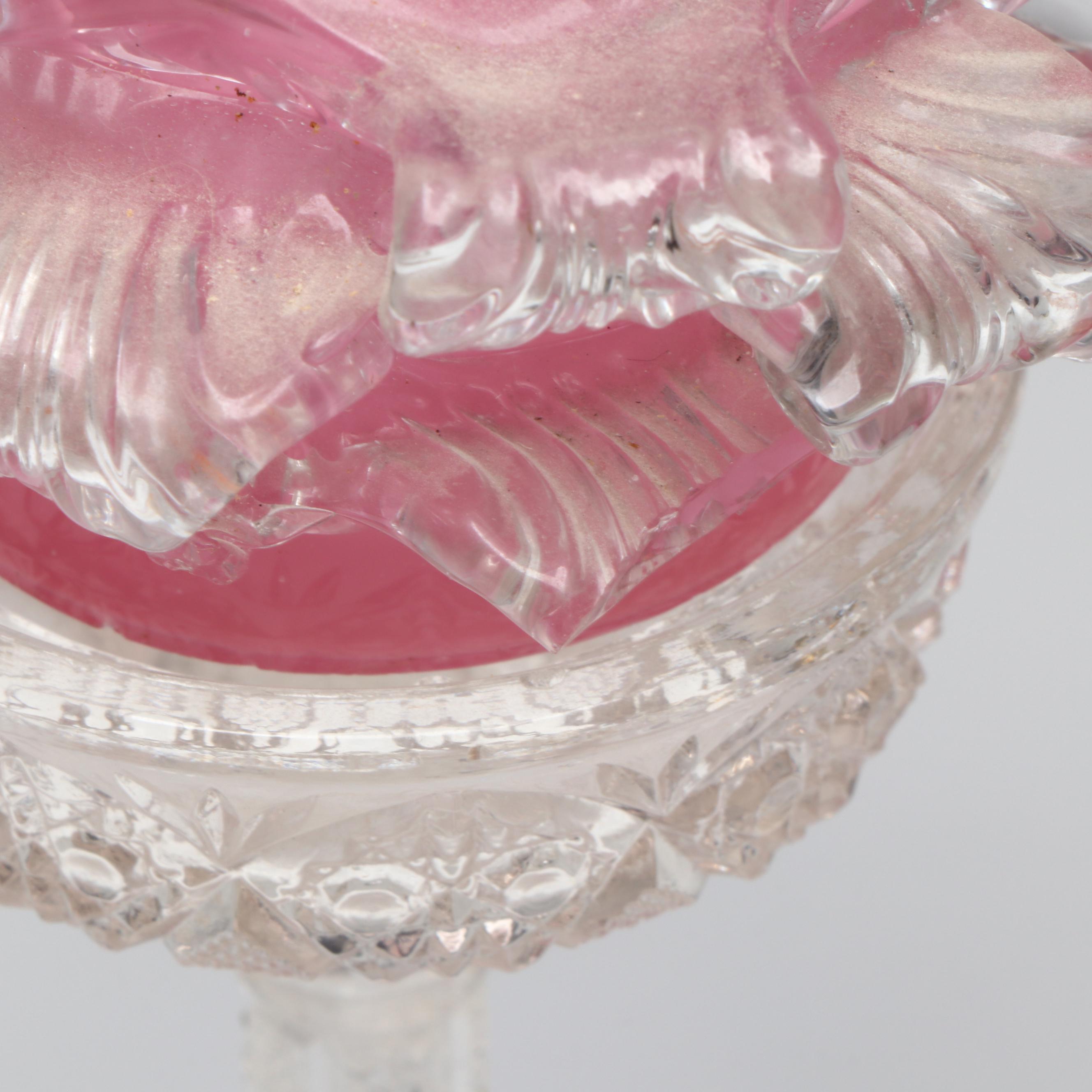 Diamond Candle Co., Cranberry Pedestal & More Glass Fairy Lamps, Antique