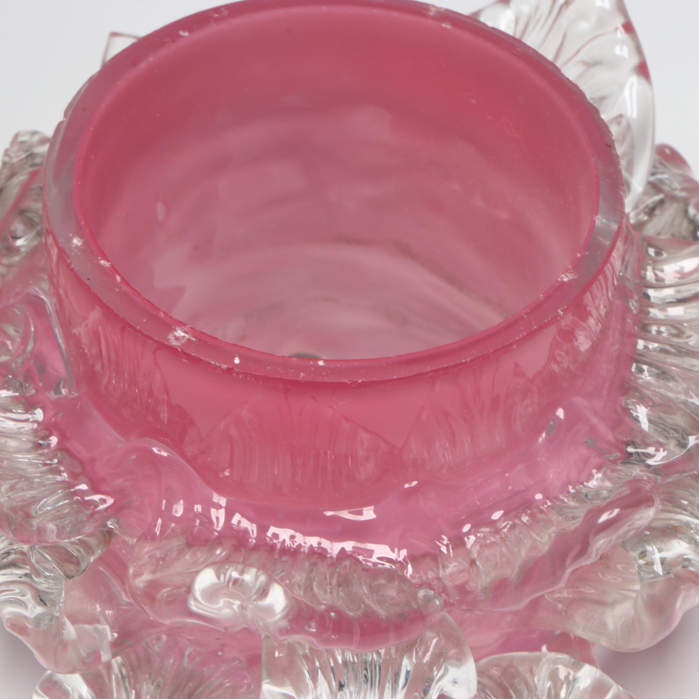 Diamond Candle Co., Cranberry Pedestal & More Glass Fairy Lamps, Antique