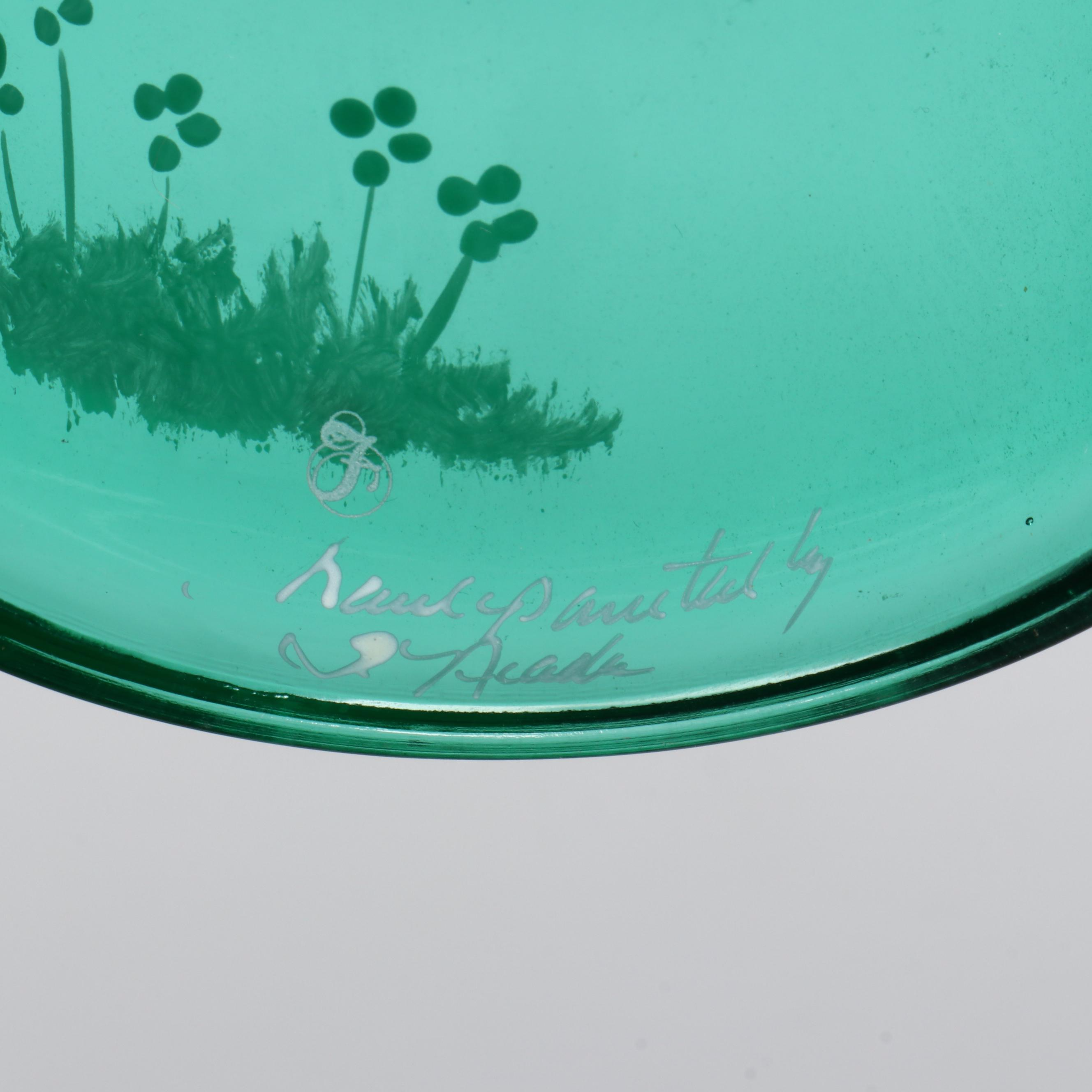 Fenton Art Glass Hand-Painted Fairy Light with Glass Decanter