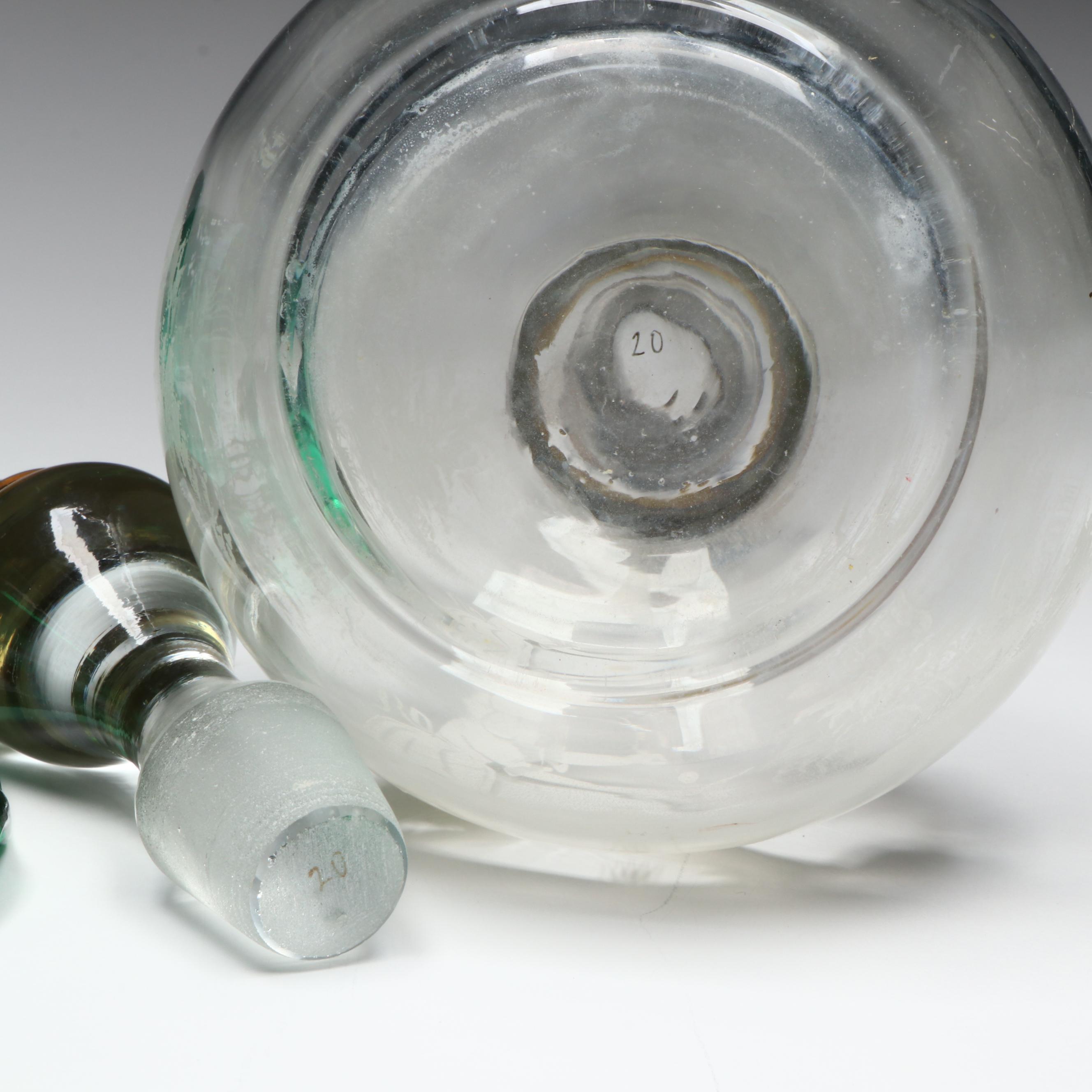 Fenton Art Glass Hand-Painted Fairy Light with Glass Decanter