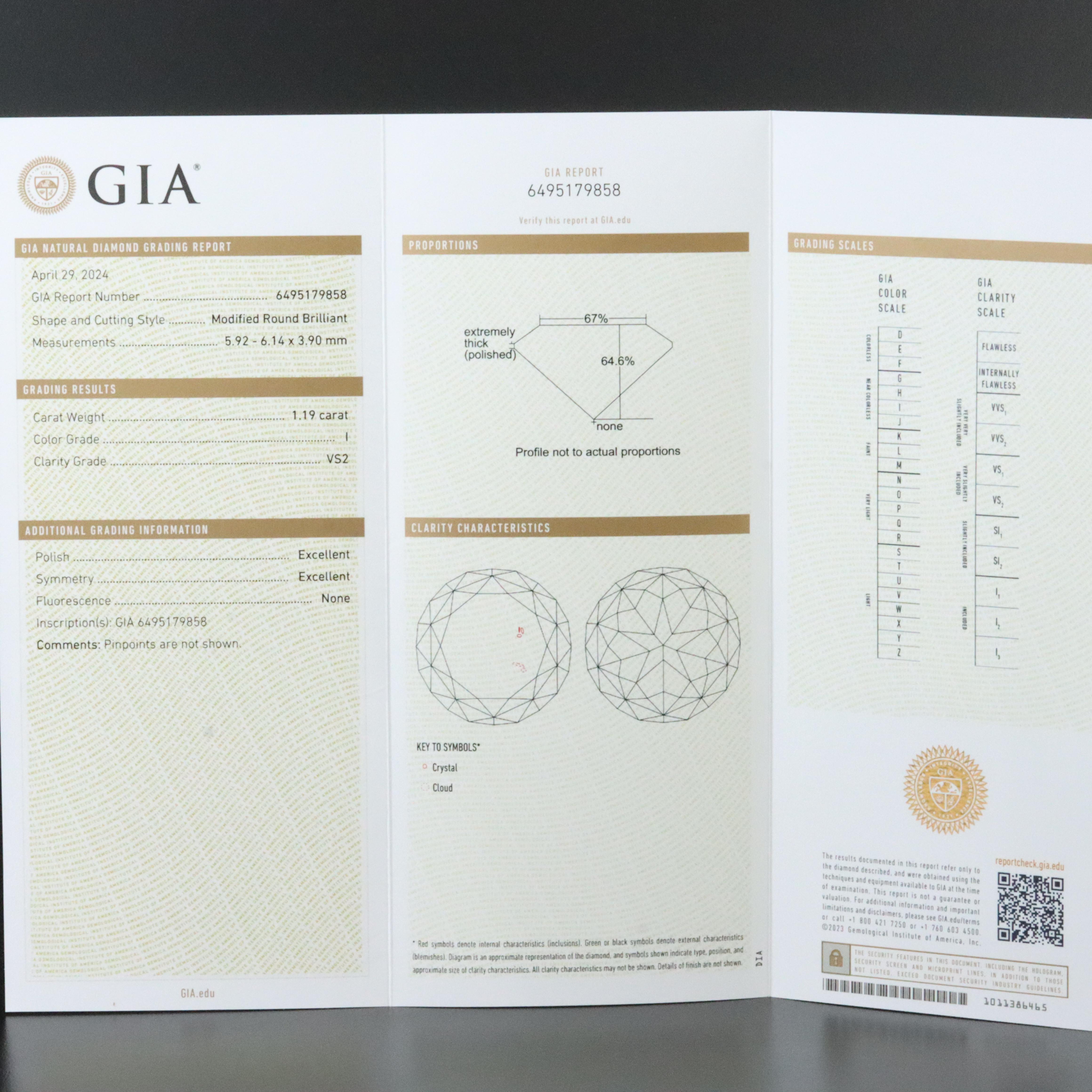 Loose 1.19 CT Diamond with GIA Diamond Grading Report