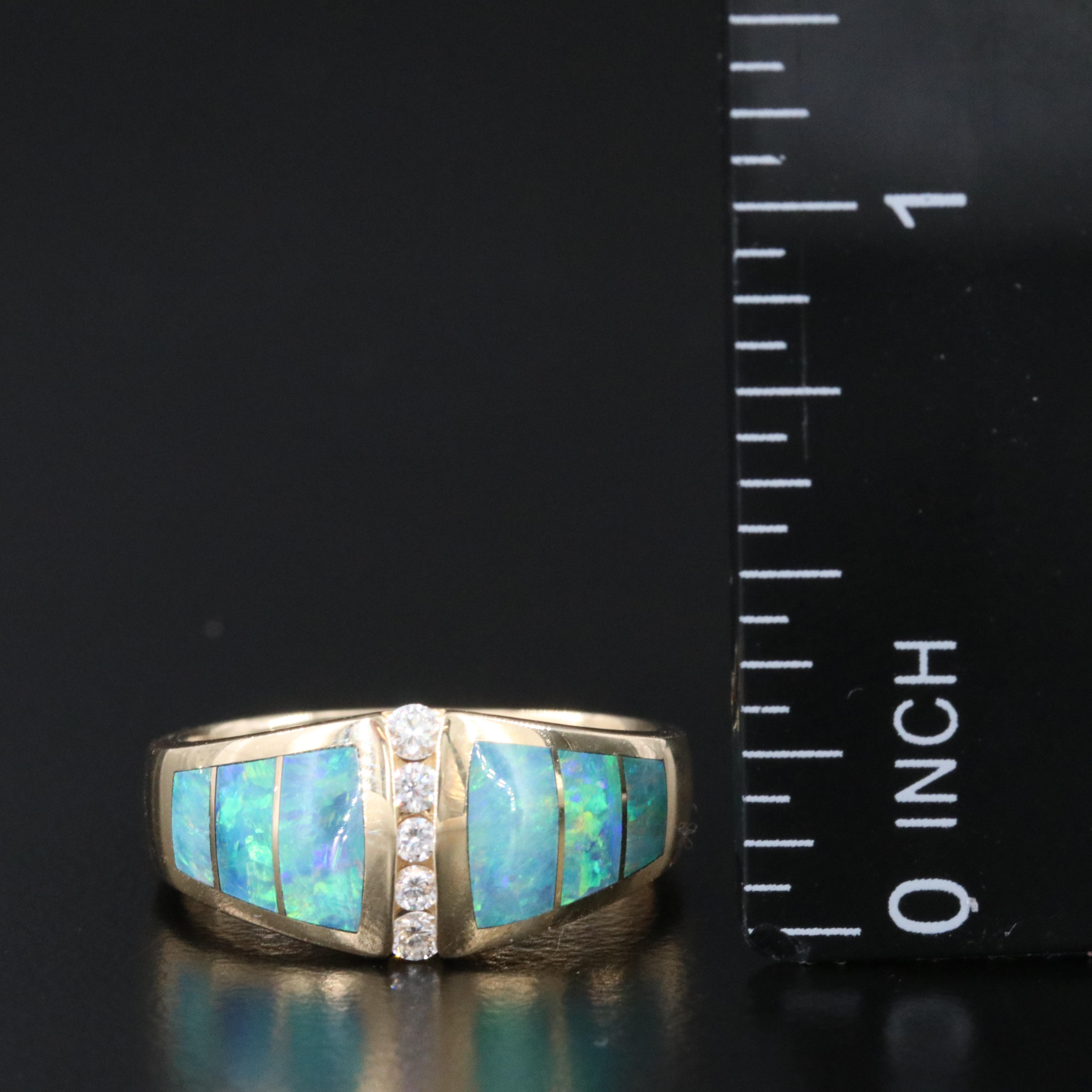 14K Diamond and Opal Inlay Ring