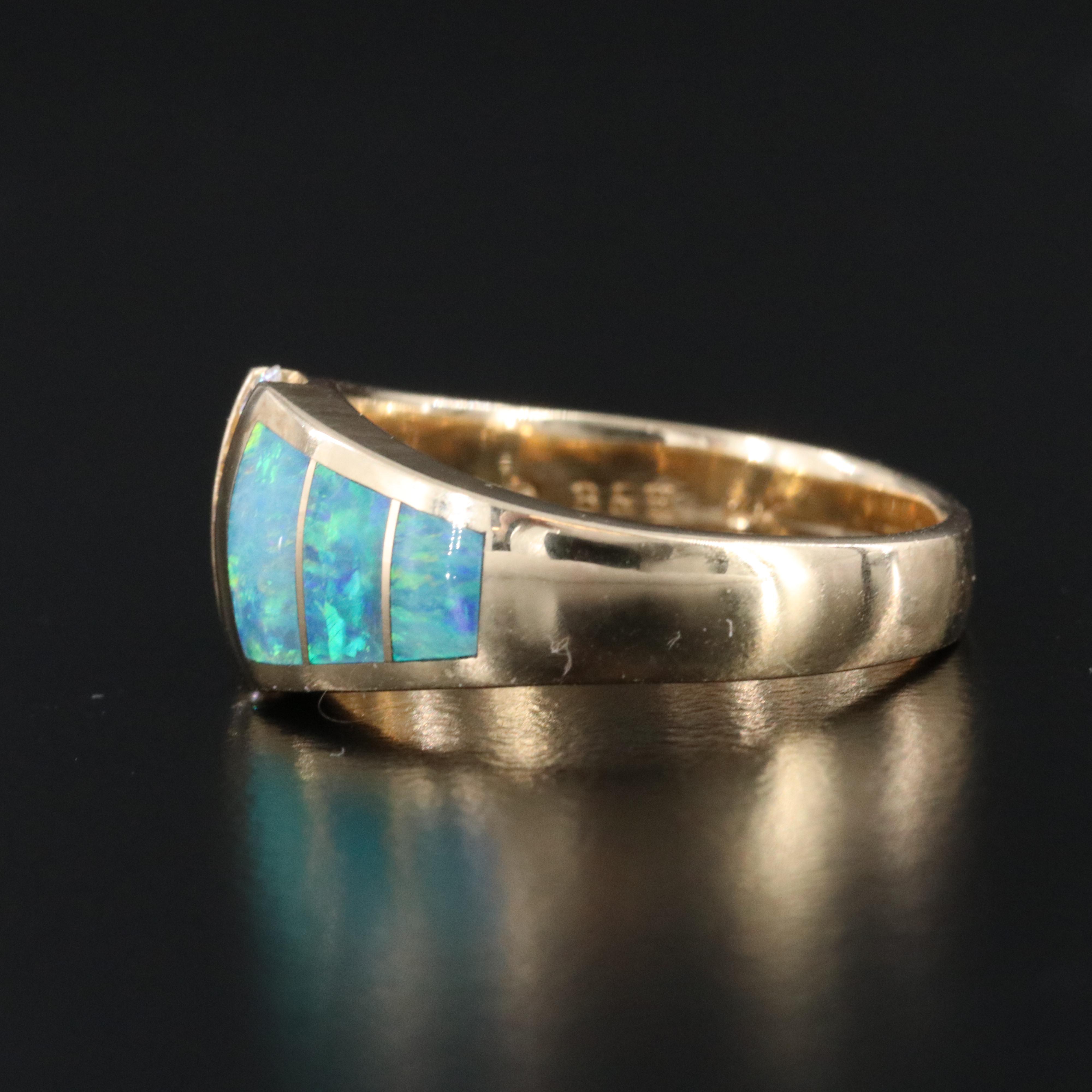 14K Diamond and Opal Inlay Ring
