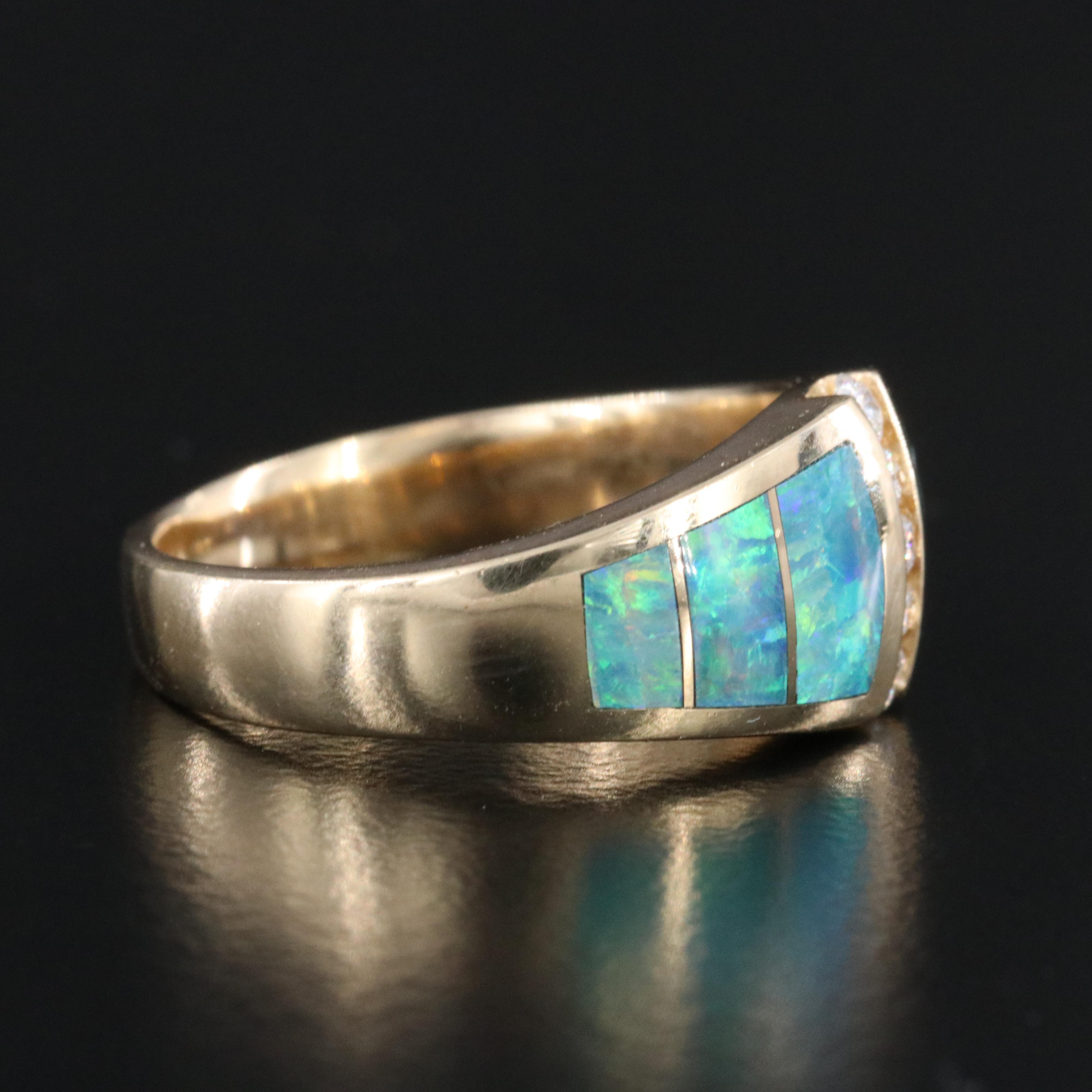 14K Diamond and Opal Inlay Ring