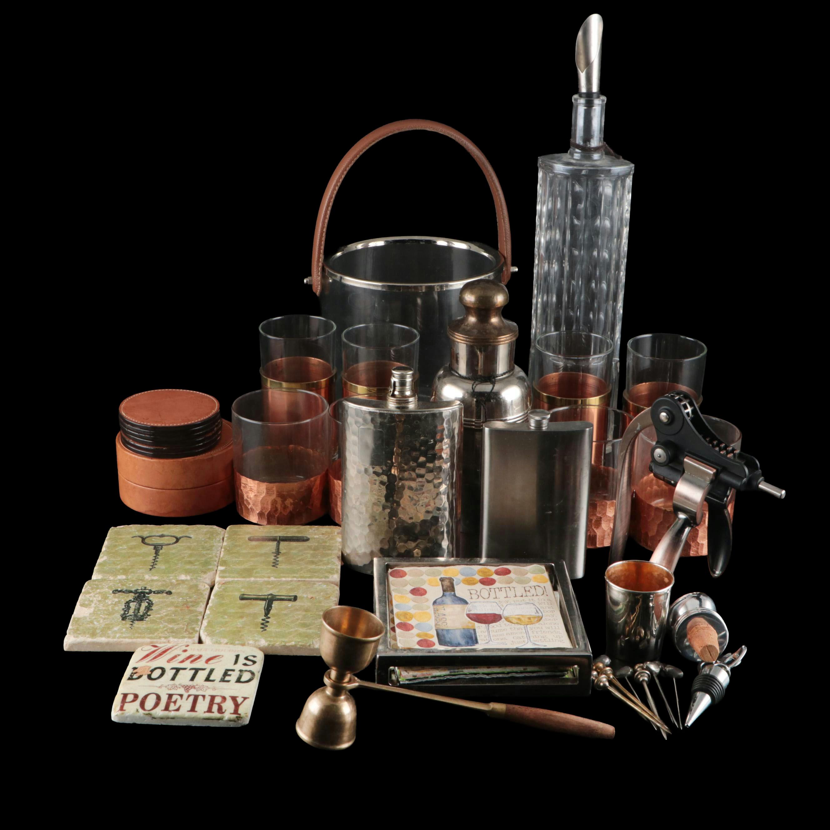 Tumblers with Copper Overlay with Other Barware and and Accessories