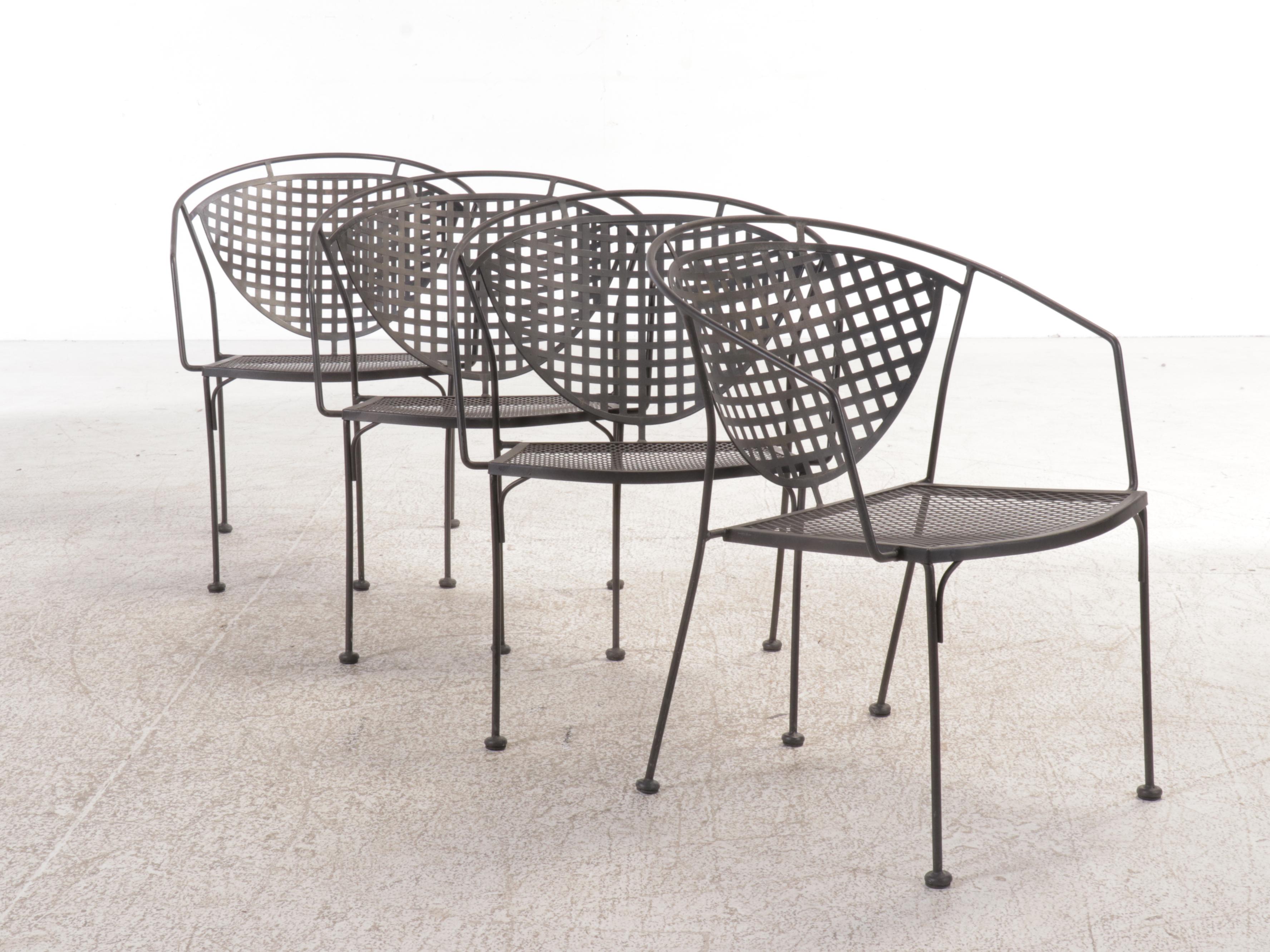 Wrought Iron Metal Mesh Five-Piece Patio Bistro Dining Set