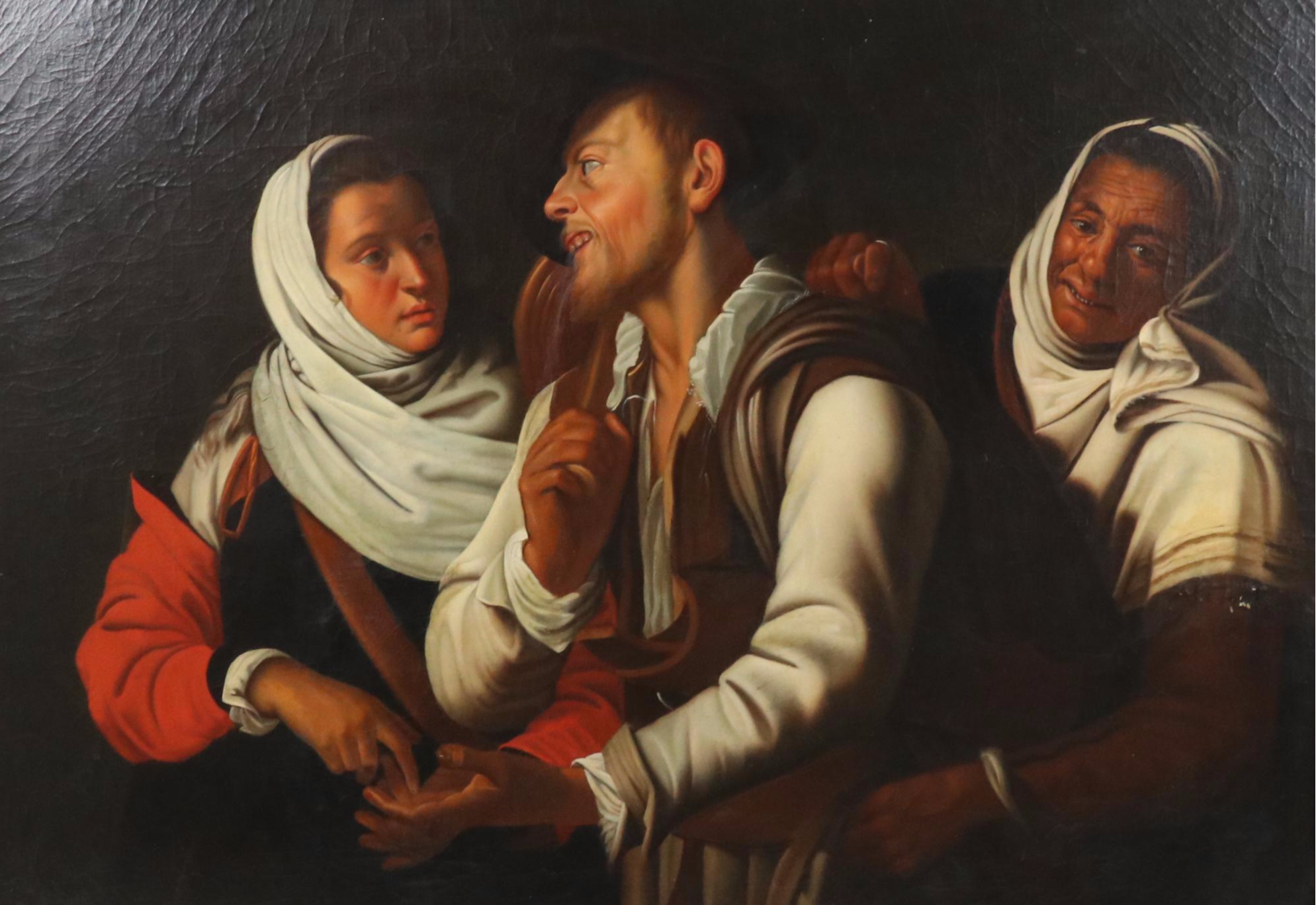 After Simon Vouet "The Fortune Teller" Oil Painting, 18th Century