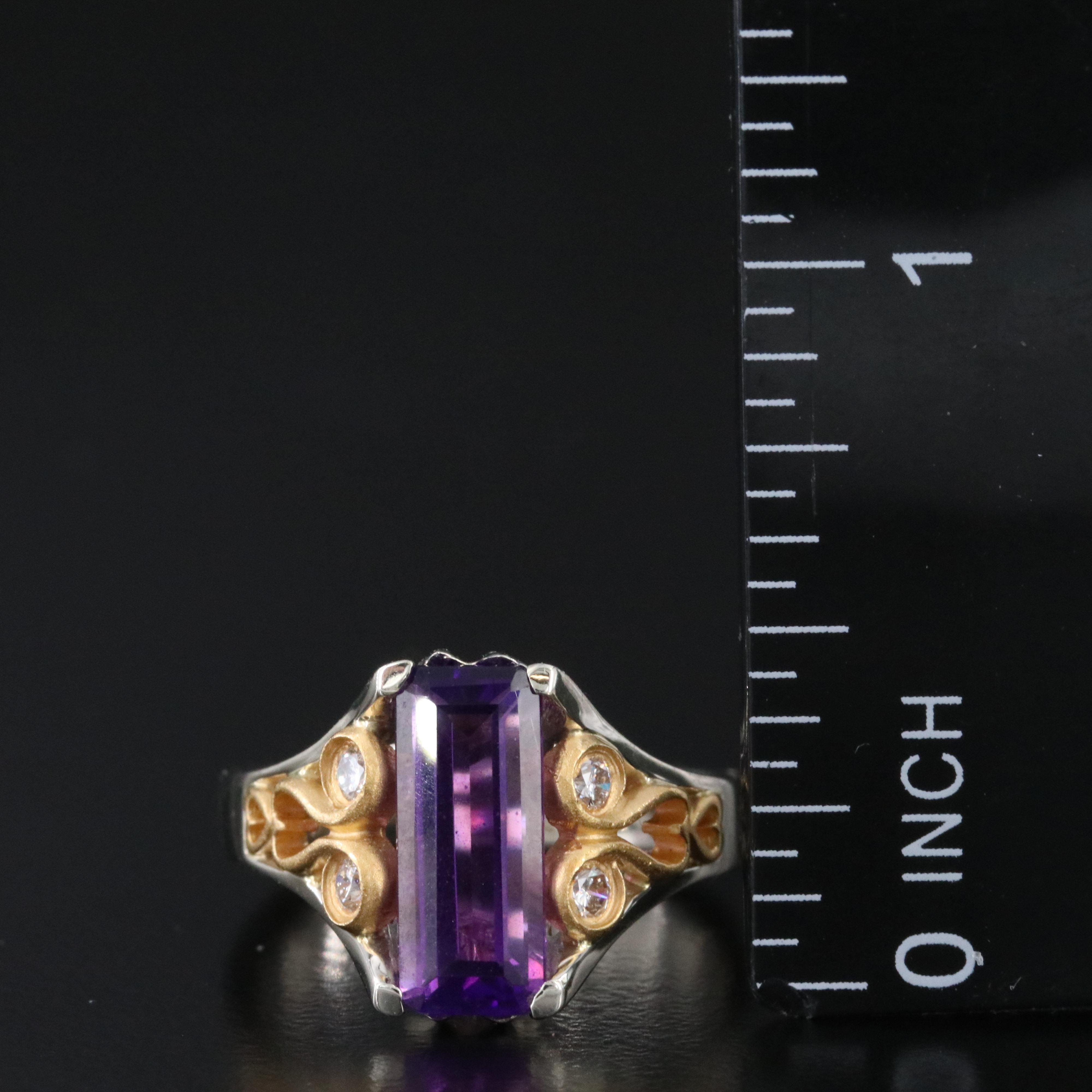 18K Amethyst and Diamond Ring with 22K Accents