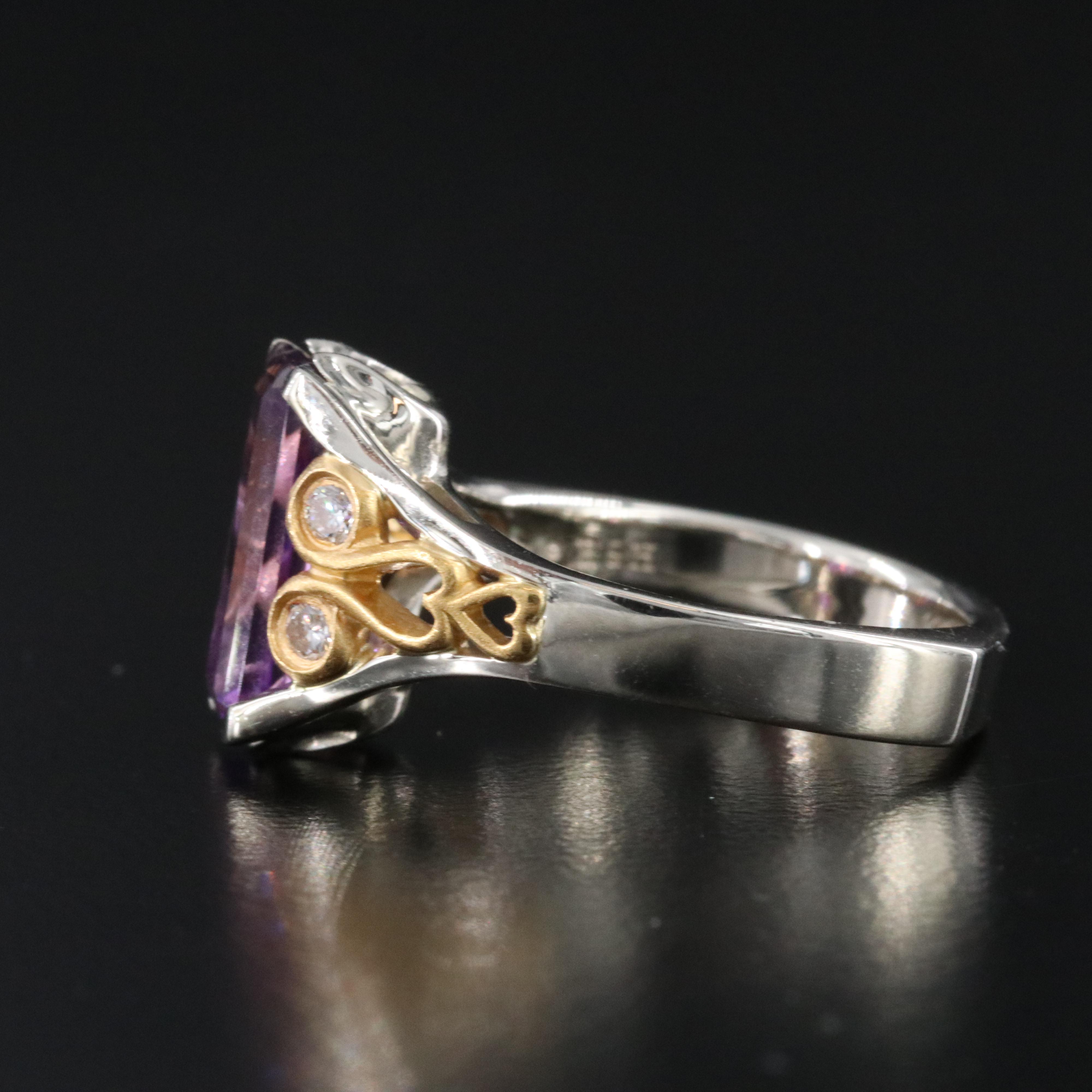 18K Amethyst and Diamond Ring with 22K Accents