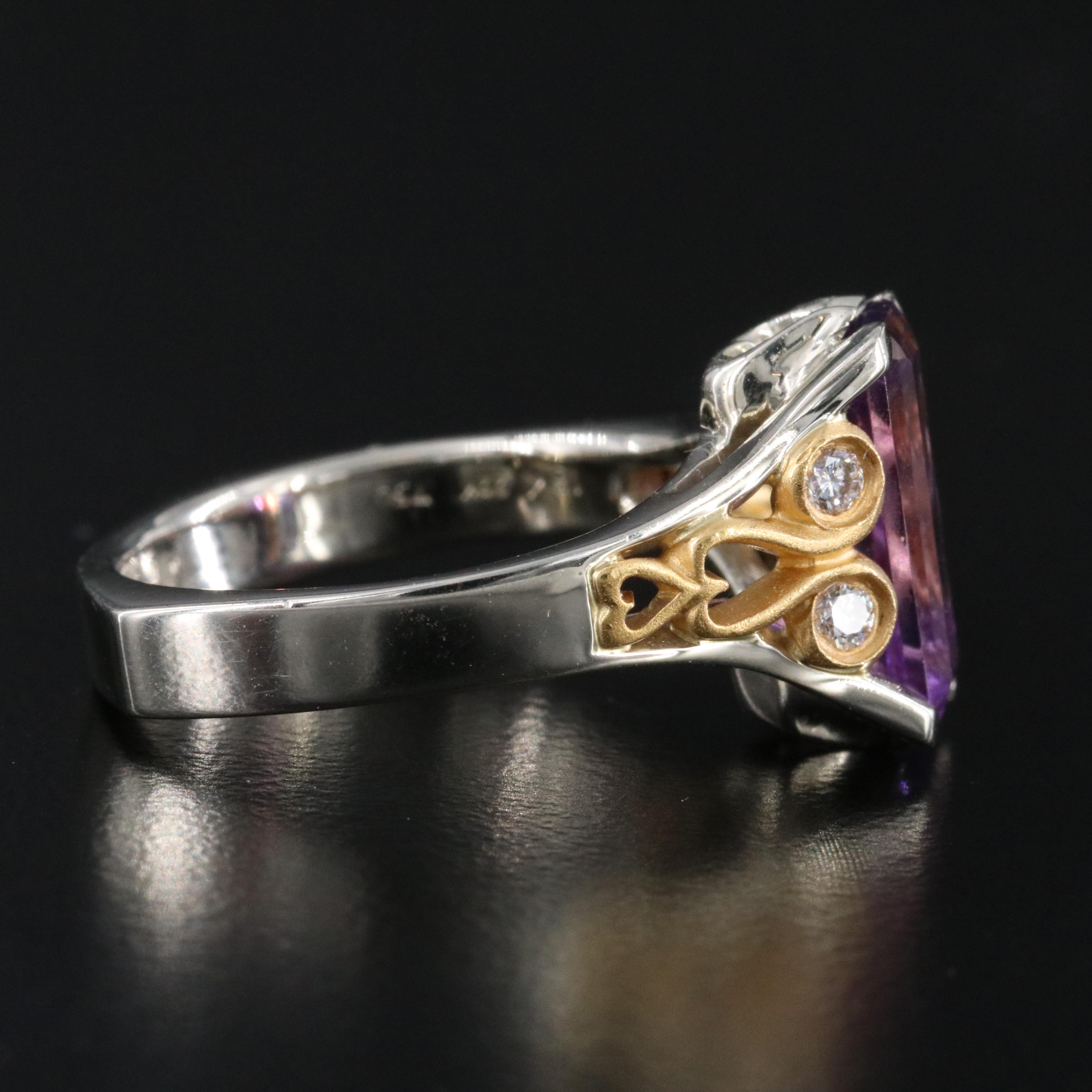 18K Amethyst and Diamond Ring with 22K Accents