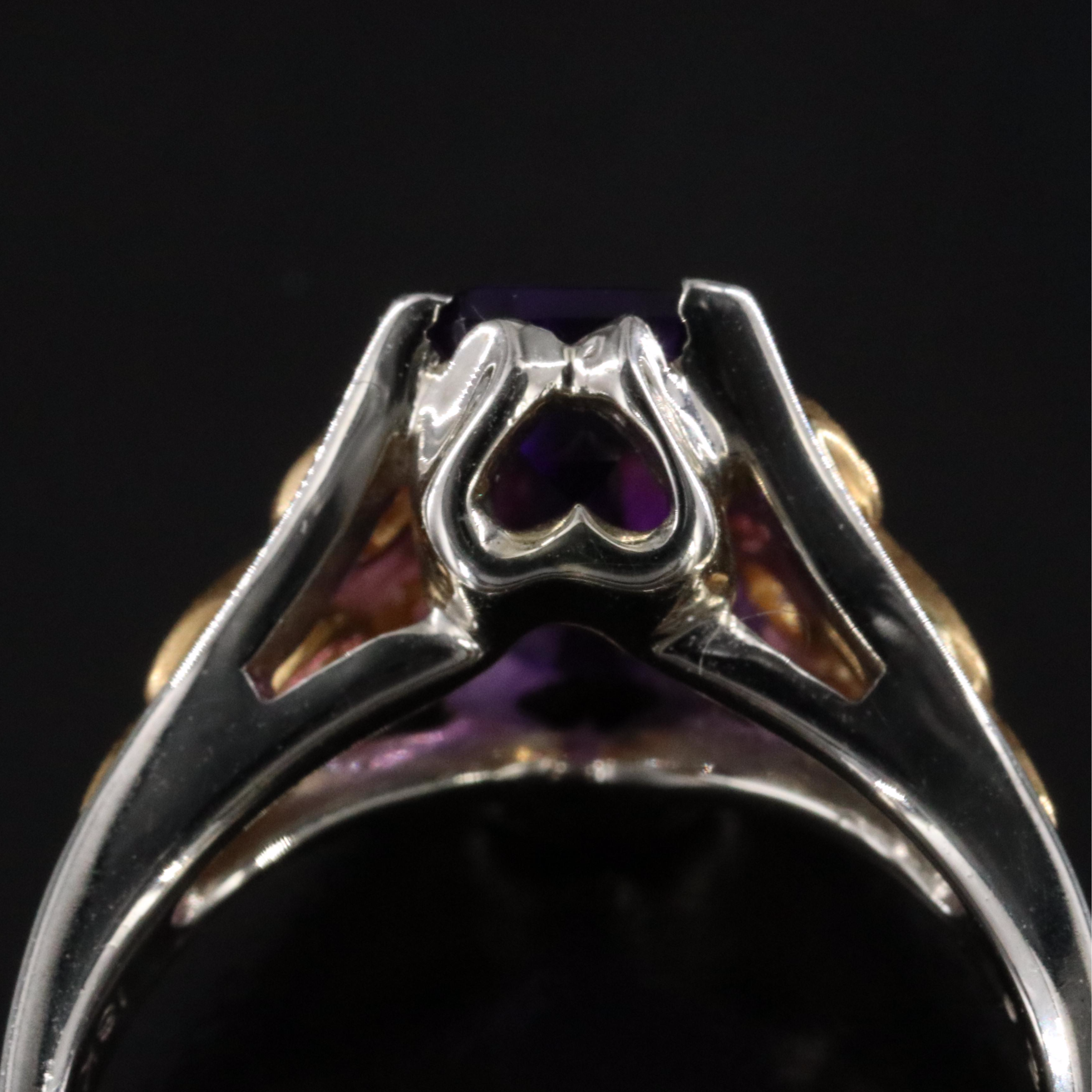 18K Amethyst and Diamond Ring with 22K Accents