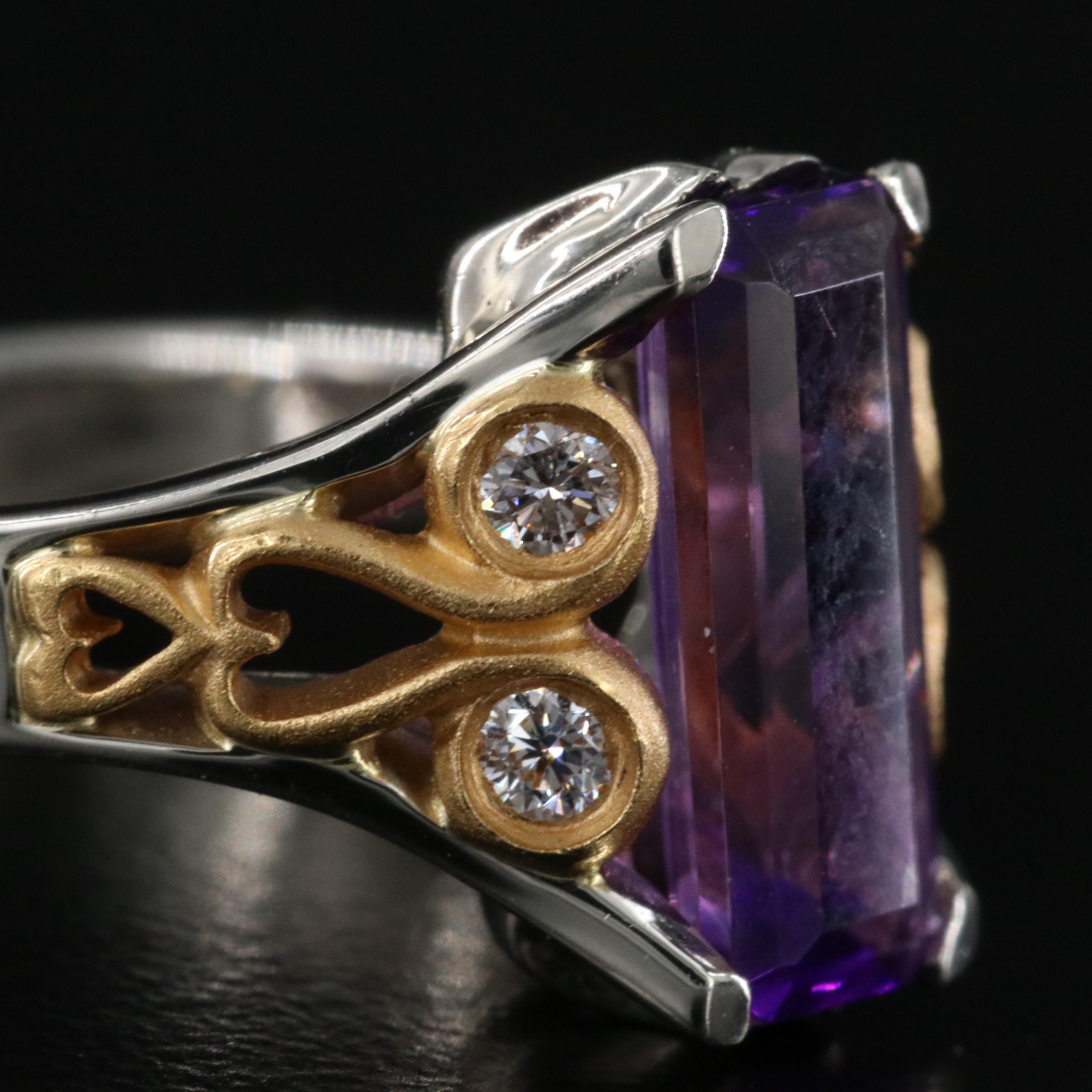 18K Amethyst and Diamond Ring with 22K Accents