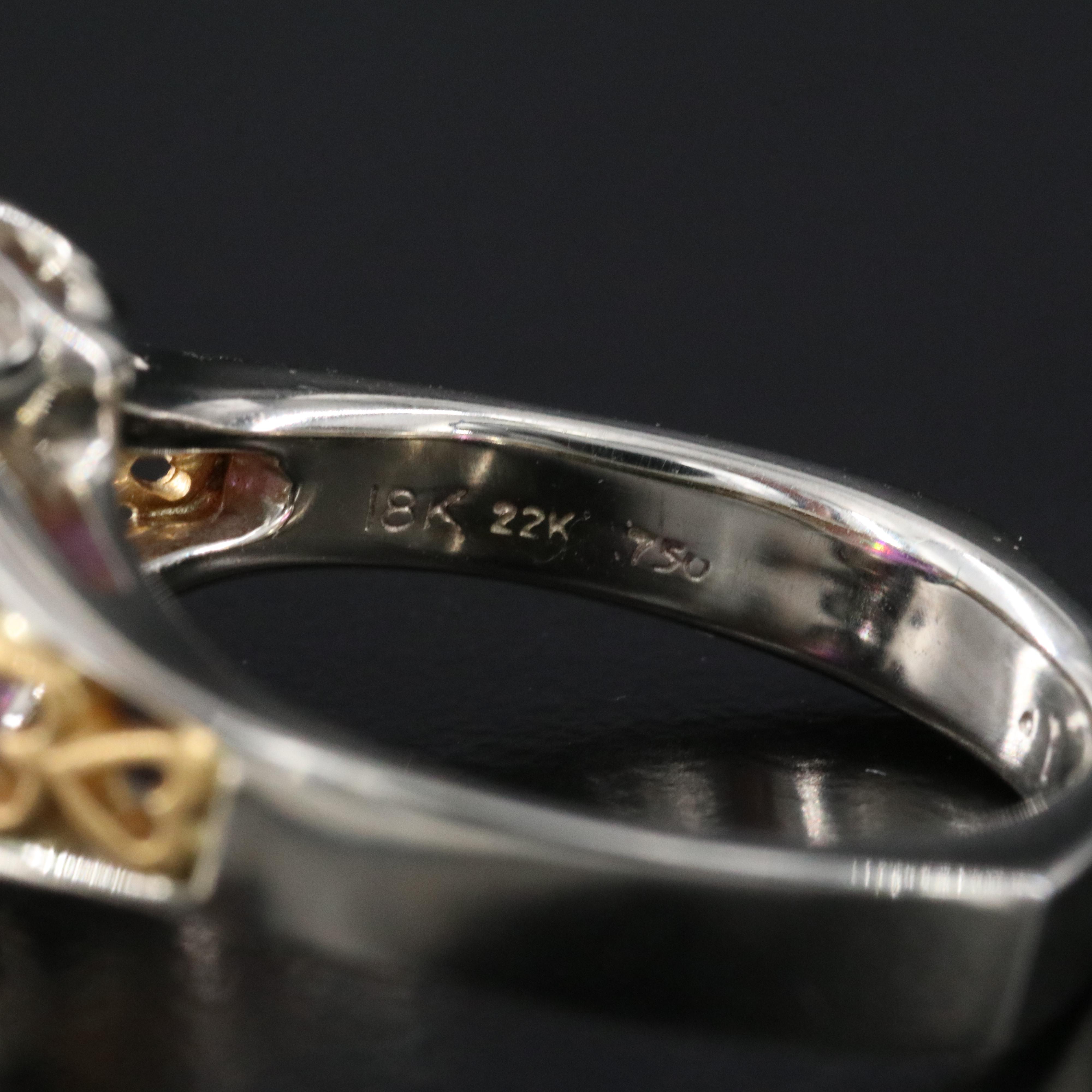 18K Amethyst and Diamond Ring with 22K Accents