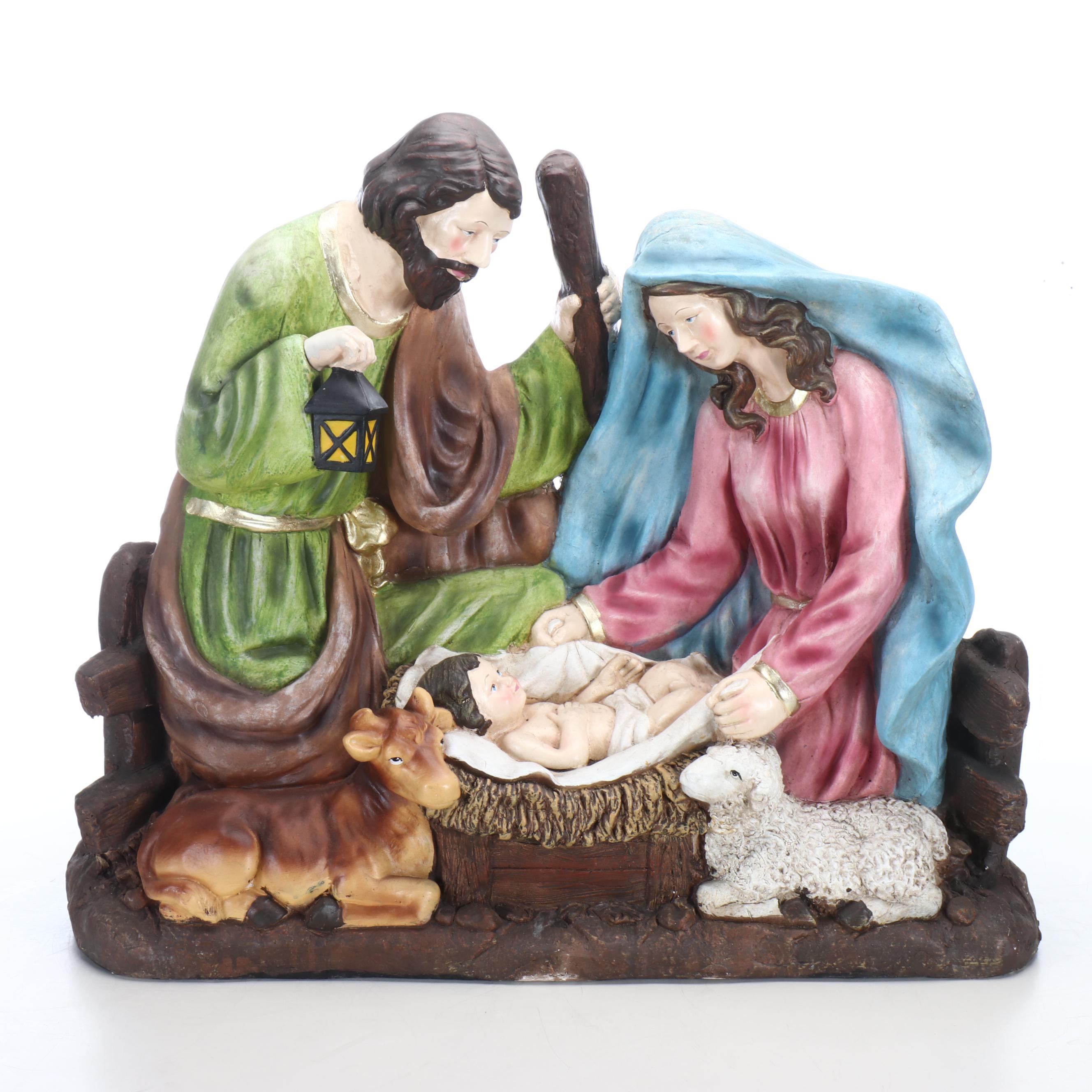 Nativity Scene Plaster St. Mary, Joseph and Infant Jesus