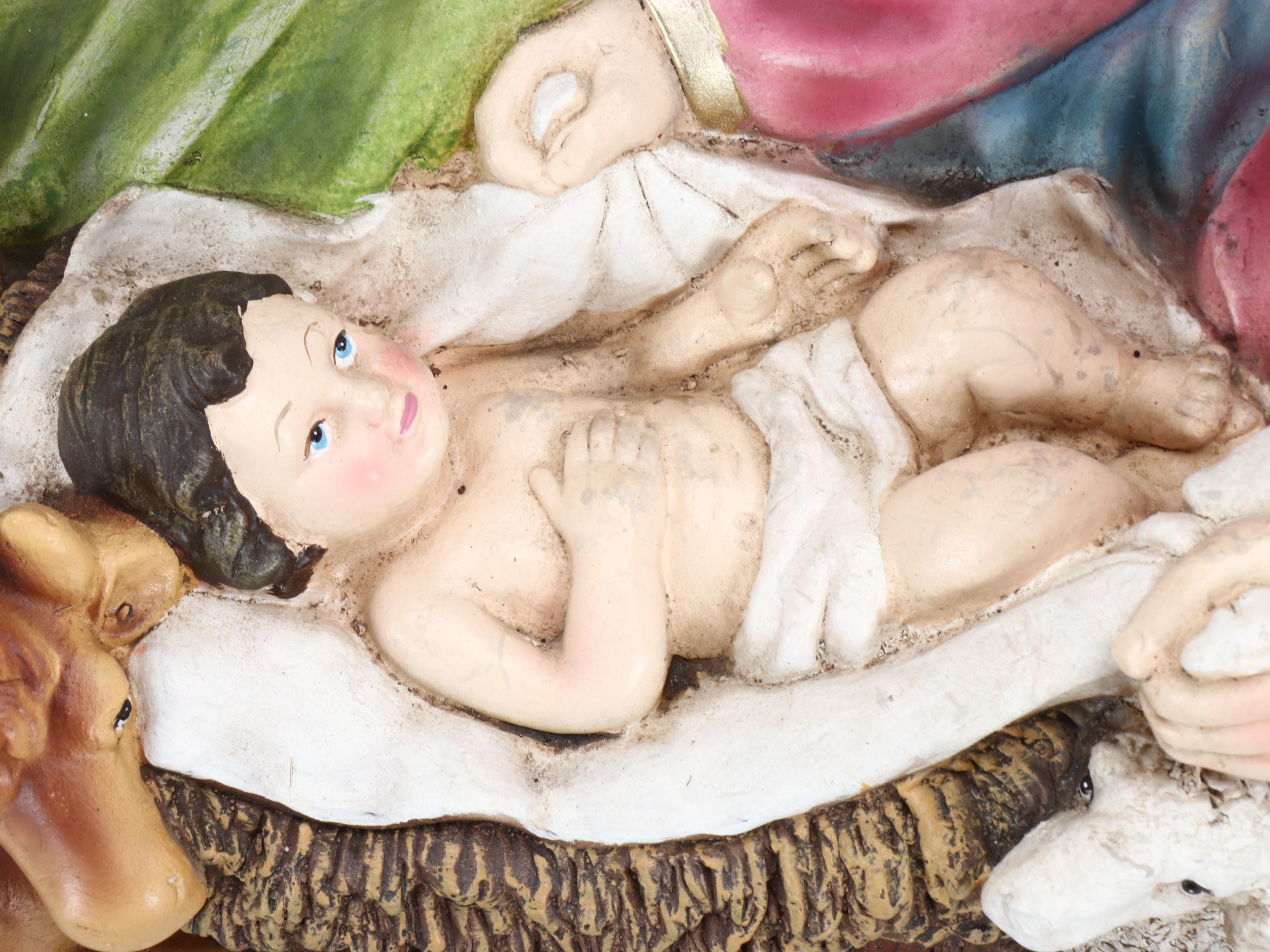 Nativity Scene Plaster St. Mary, Joseph and Infant Jesus