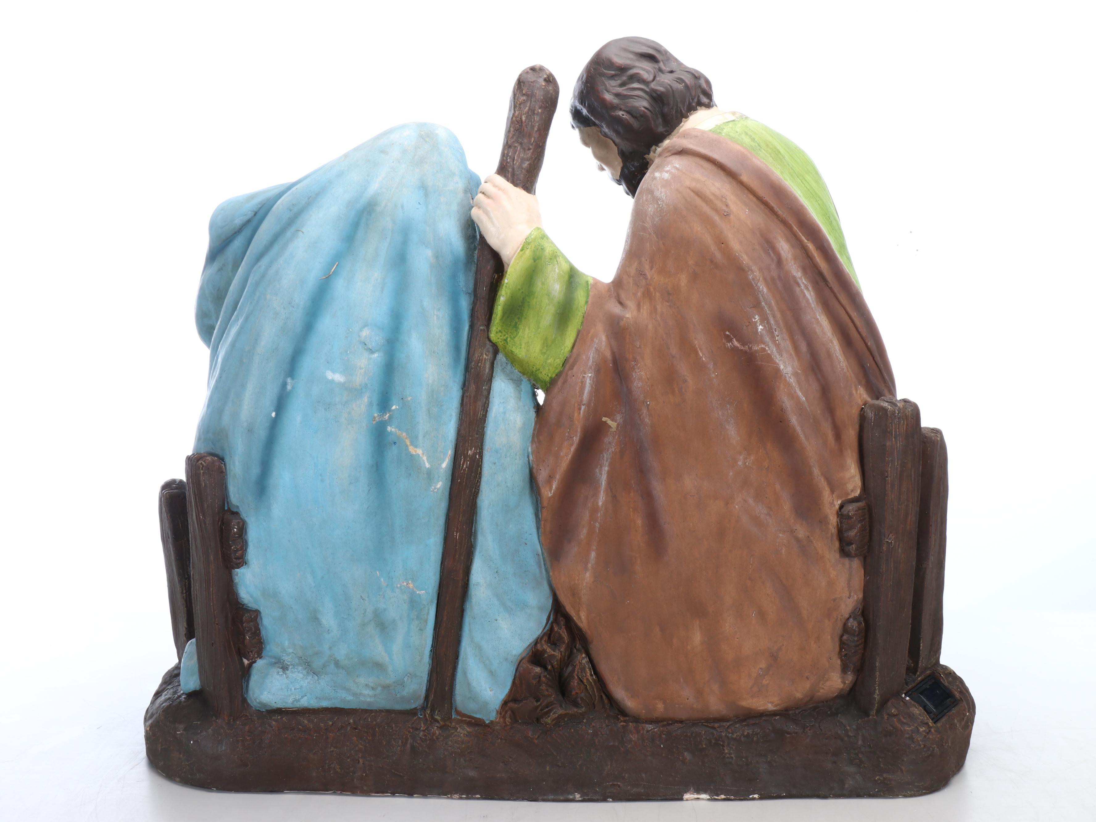 Nativity Scene Plaster St. Mary, Joseph and Infant Jesus