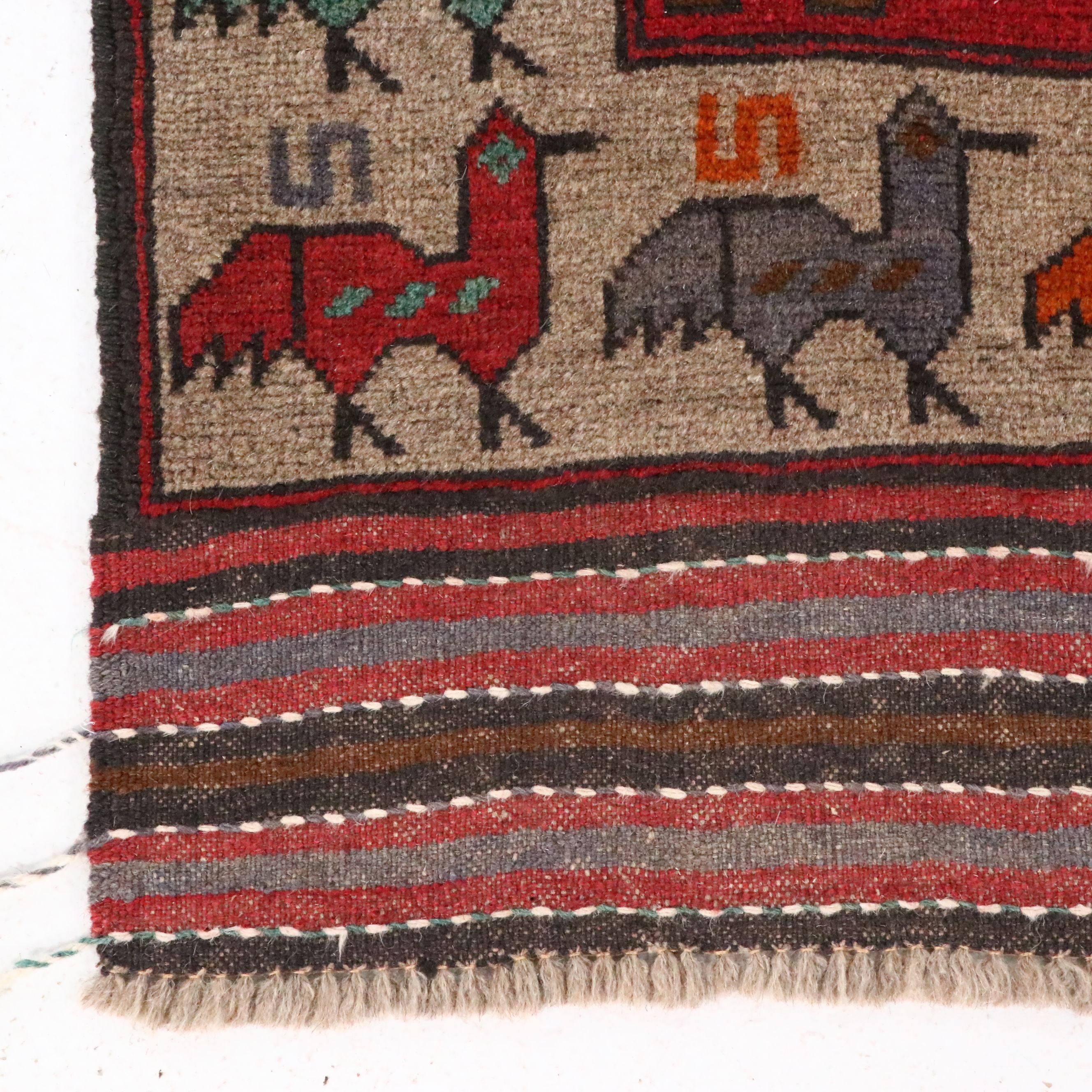 4'1 x 6'3 Hand-Knotted Afghan Pictorial Area Rug