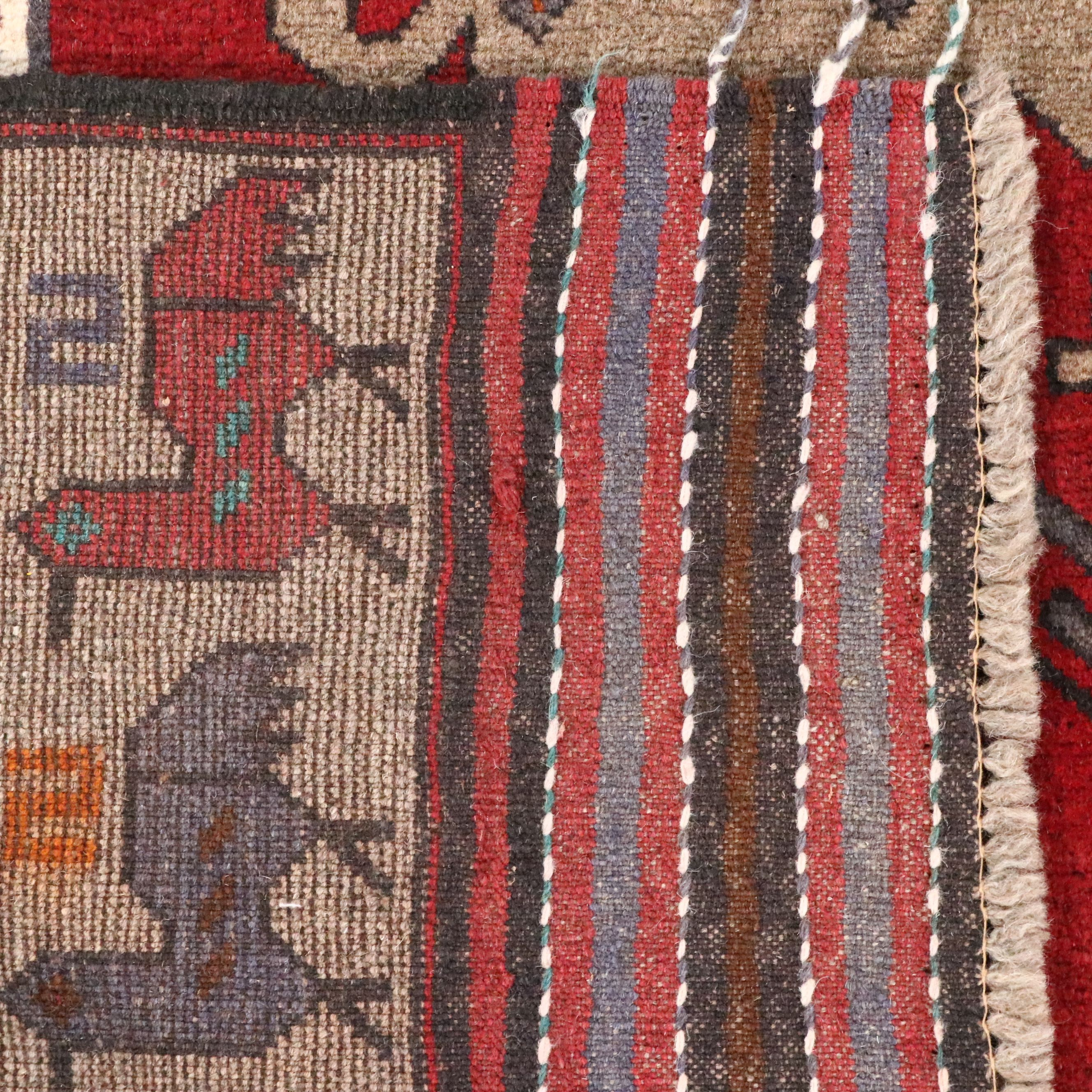 4'1 x 6'3 Hand-Knotted Afghan Pictorial Area Rug