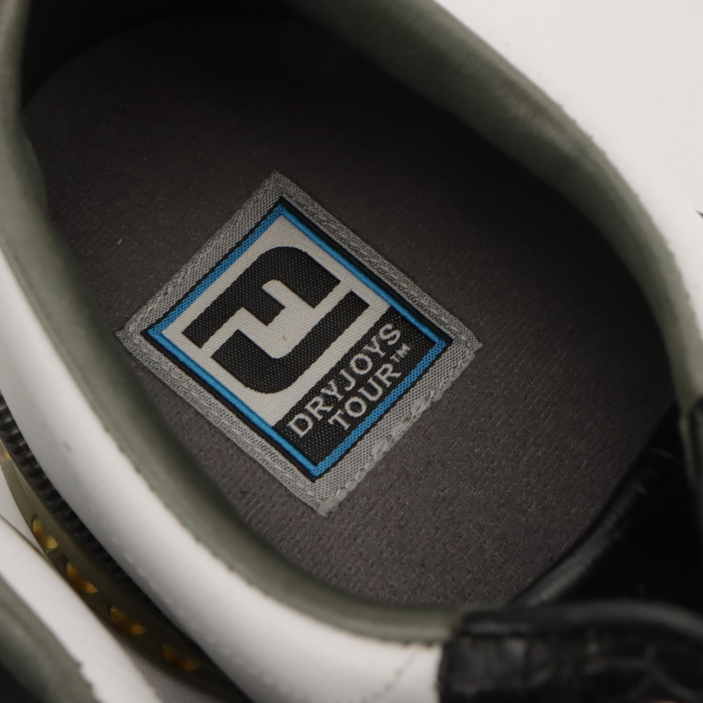 Men's FootJoy DryJouys Tour Saddle Golf Shoes in White & Embossed Leather W More