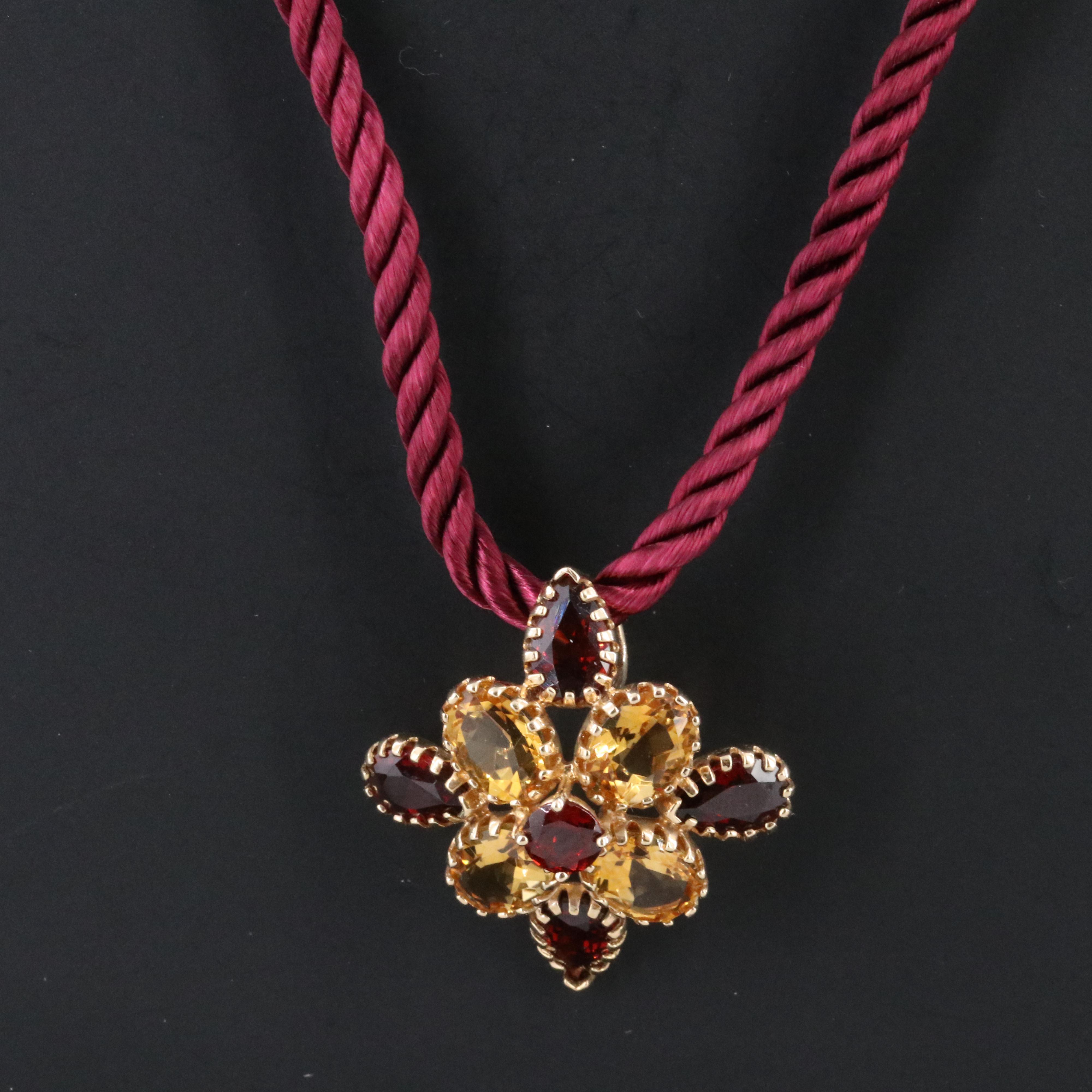 14K Garnet and Citrine Pendant Necklace